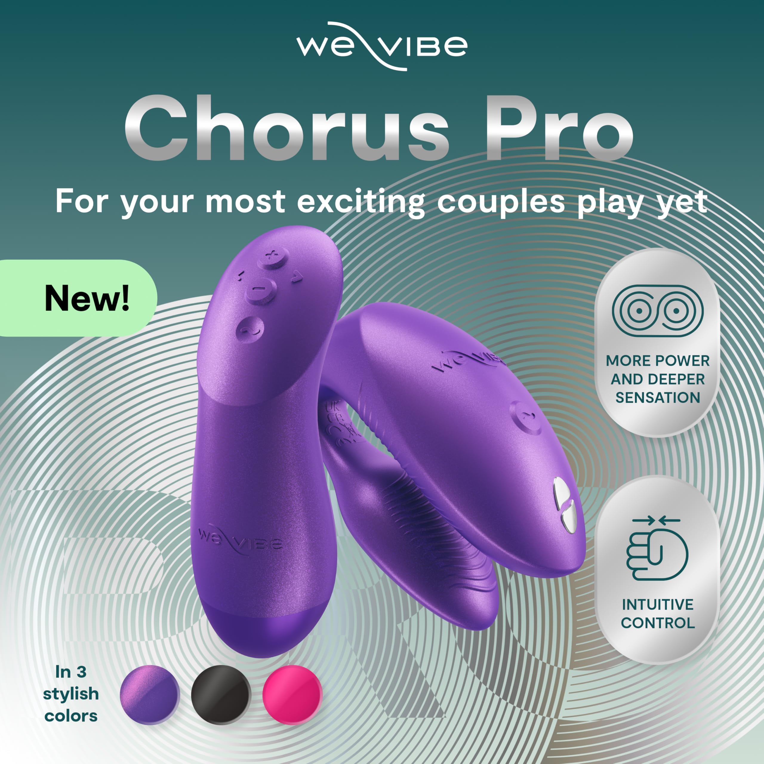 We-Vibe Chorus Pro Vibratore per Coppie con App e Telecomando | Giocattolo Erotico per Coppie in Silicone con 10 Livelli di Intensità | Stimolatore Clitoride & Punto G per Lui e Lei | Viola