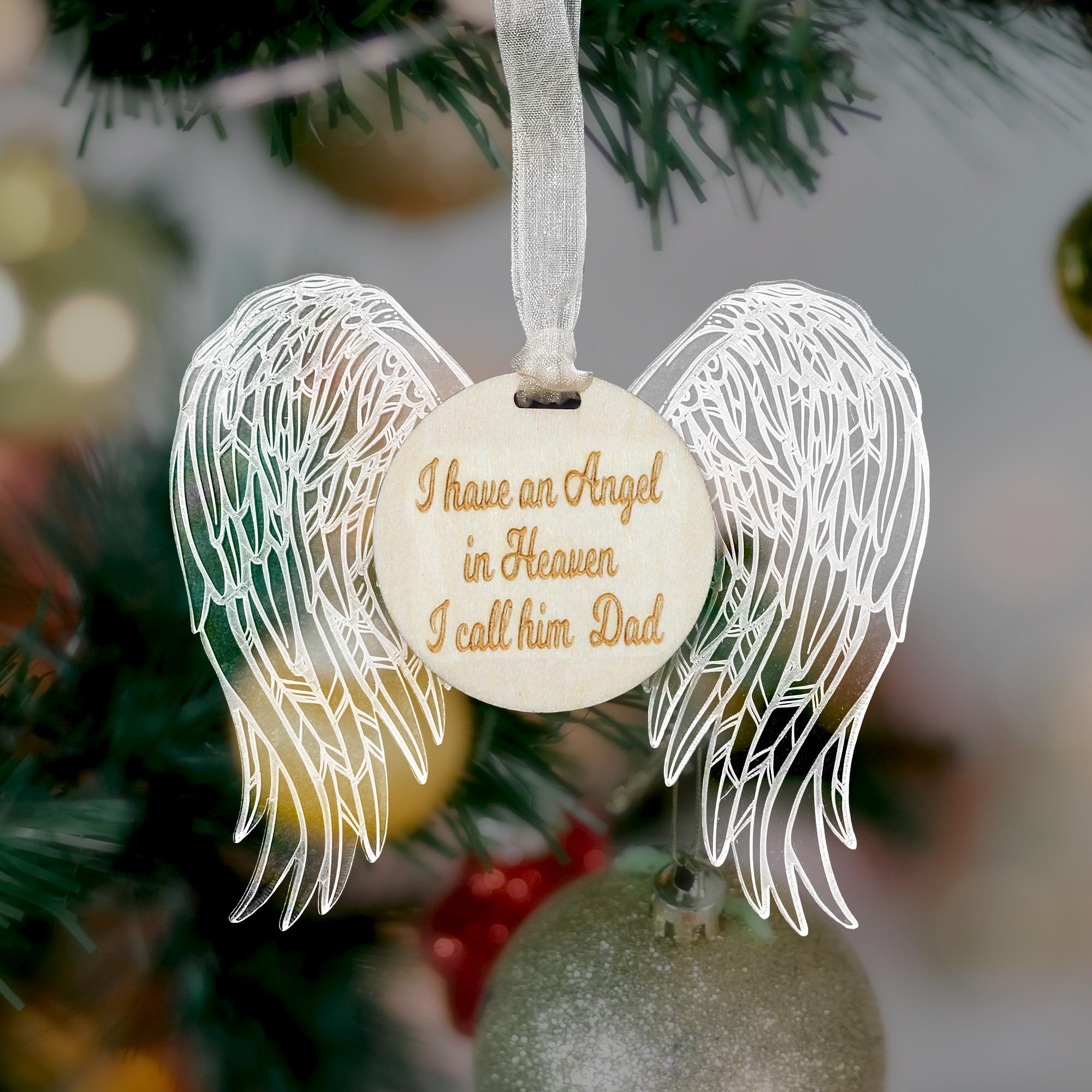 Dad Angel Wings Ornaments, I Have Angel in Heaven I Call Him Dad, Loss of Dad Remembrance Ornament Christmas 2023 Sympathy Condolence Gift, Dad Memorial Ornaments (OCM14)