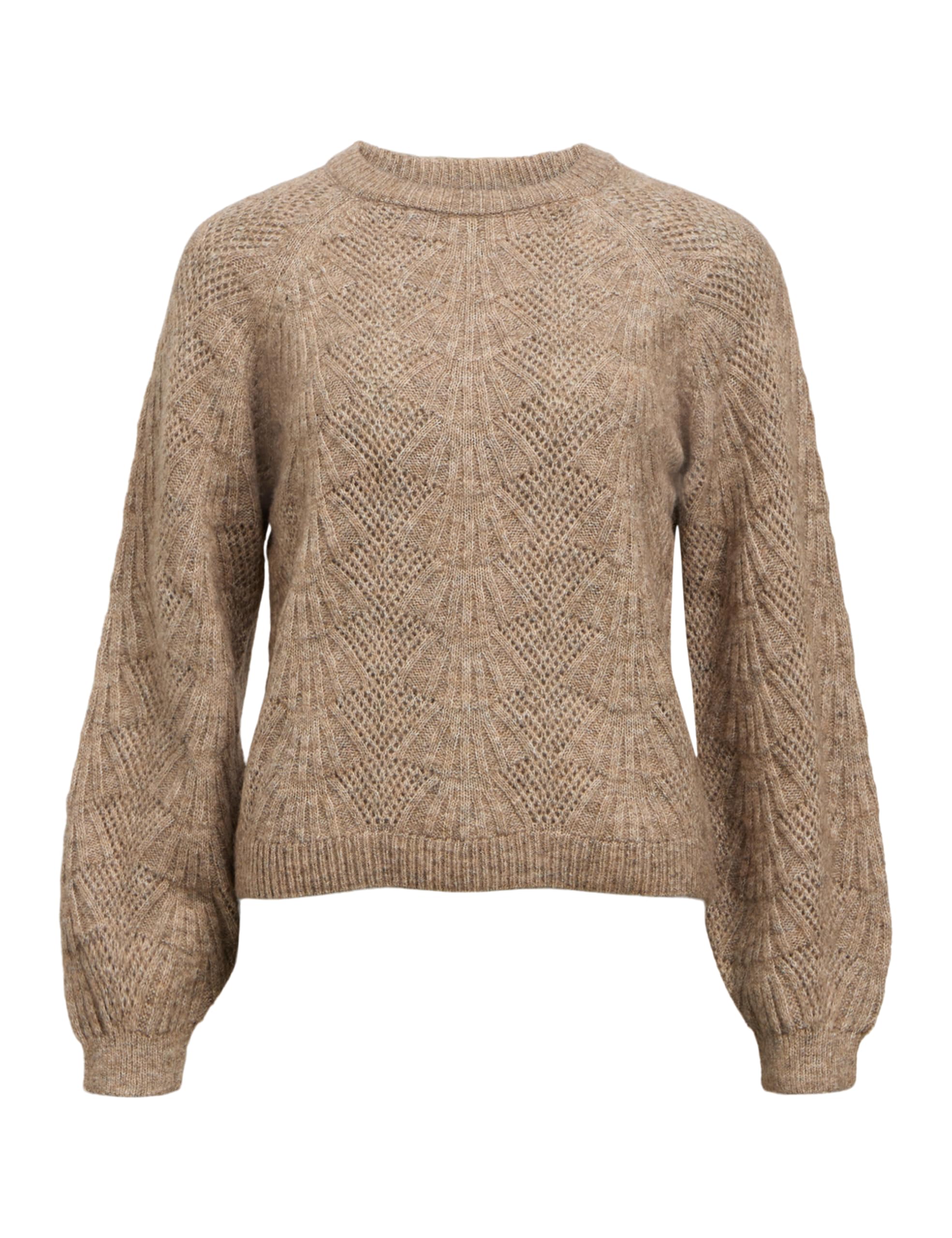 Object Women's Objflora Re L/S Knit Pullover Noos Jumper, Desert Taupe/Detail: Melange, XL