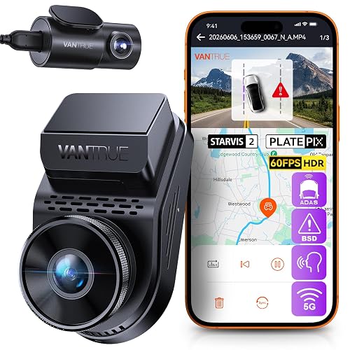 VANTRUE S1 Pro Dashcam 2,7K+1080P Dual 60fps mit 5GHz WiFi, GPS und STARVIS 2 Nachtsicht