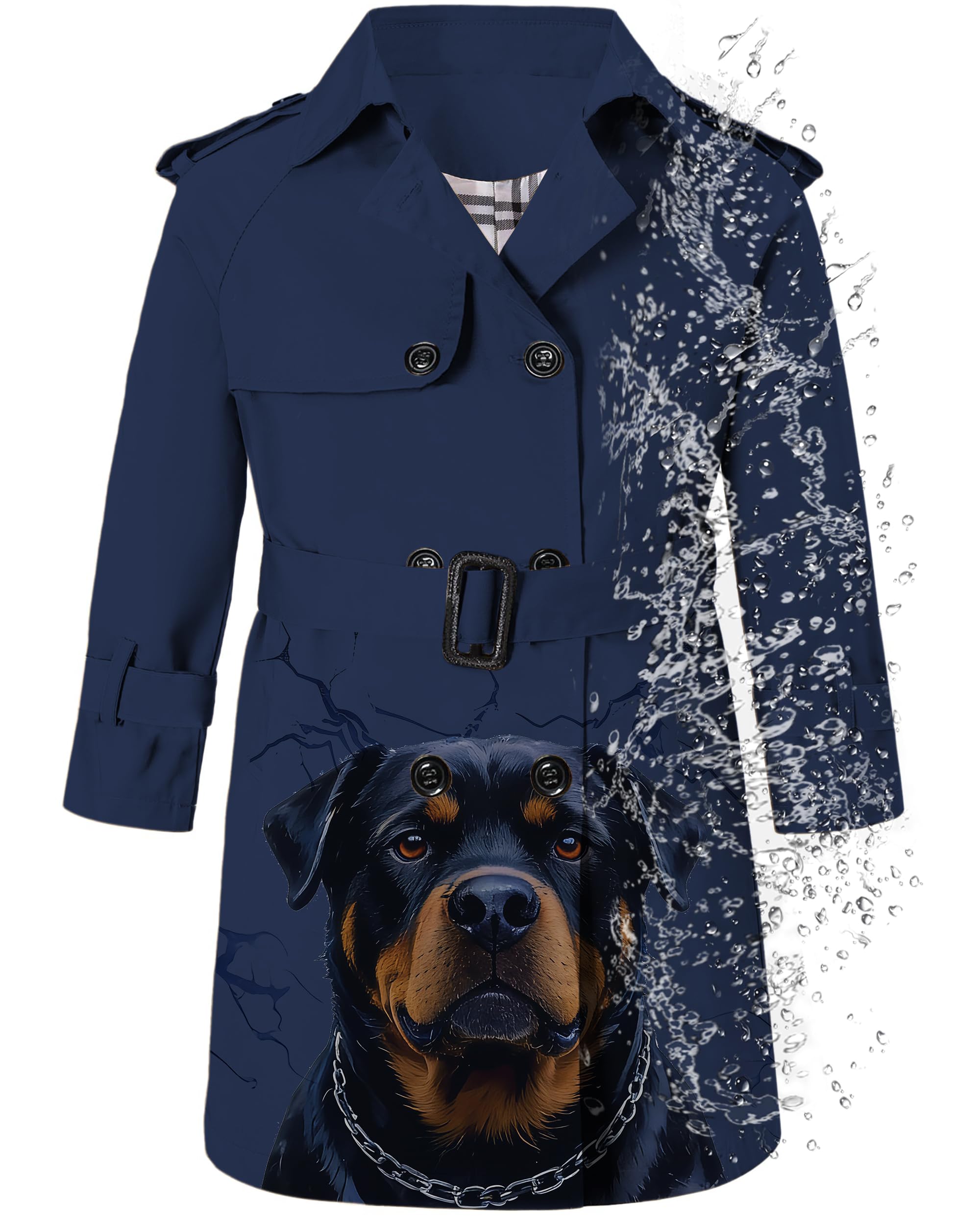 Betusline Boys Waterproof Trench Coat Double Breasted Classic Belted Outwear Jacket Dress Coats
