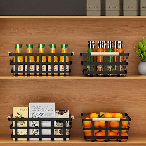 Miniatura 2 de Cestas de alambre de metal de alambre organizador de almacenamiento de alimentos de alambre de metal, cestas de almacenamiento de alimentos de