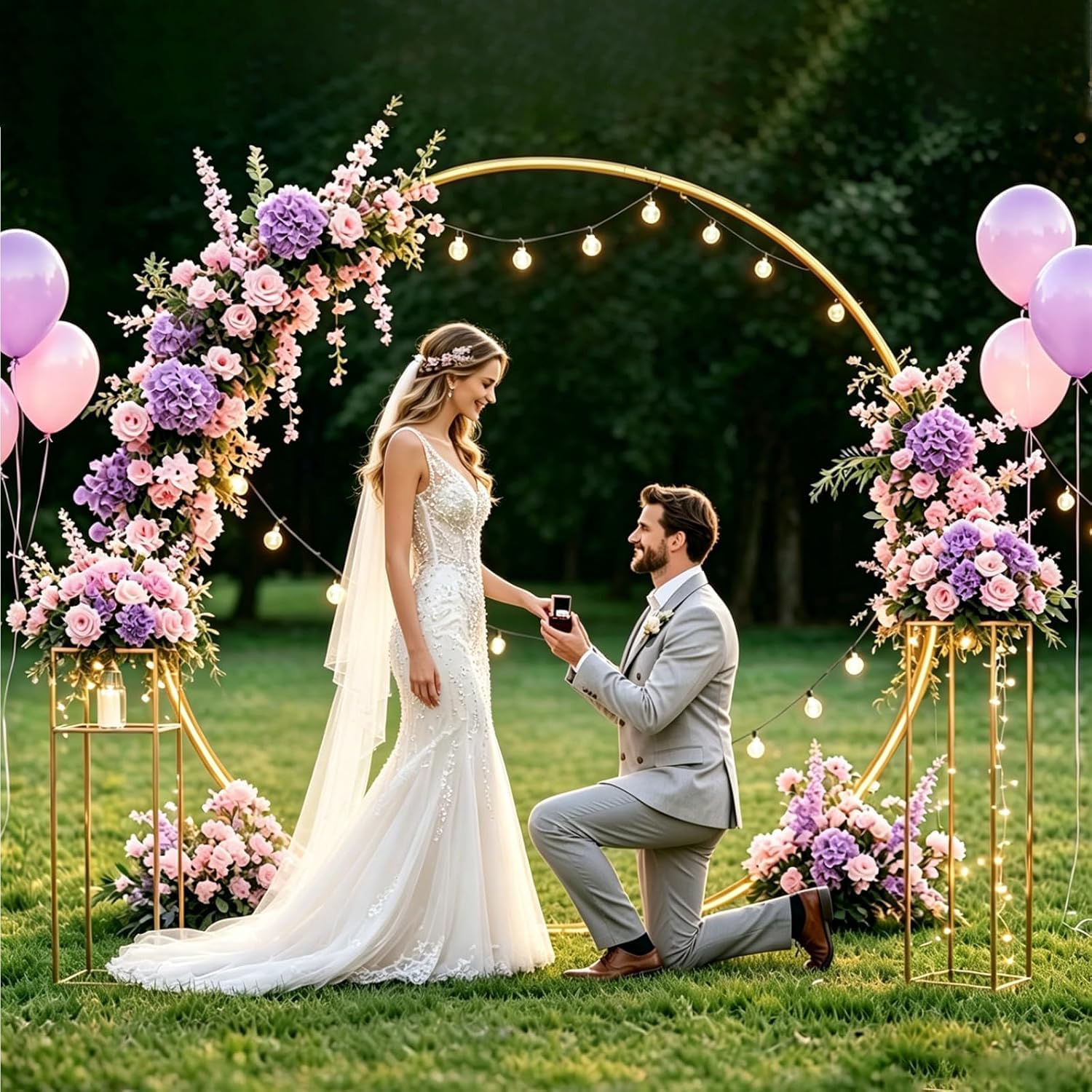 Hochzeitsbogen 2x2M Gold Ballonbogen Ständer Metall | Hochzeitsbogen Gestell, Ballondekoration, Hochzeit Babyshower Geburtstag Jubiläum Party, Fotohintergrund DIY Girlande Deko