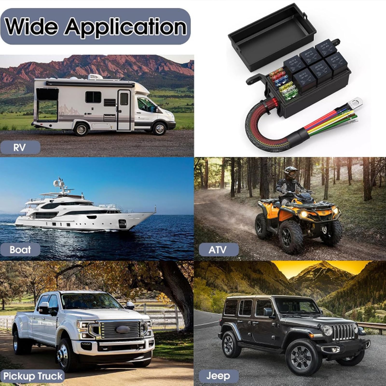 Amazon | 4ピン/5ピン12V-24V自動車リレーヒューズボックス4 12