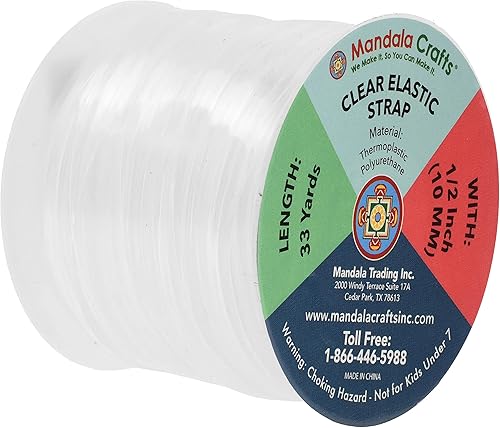 Miniatura 2 de Mandala Crafts 1/2 pulgada ligero y transparente elástico para coser – 33 yardas invisible transparente correas elásticas transparentes