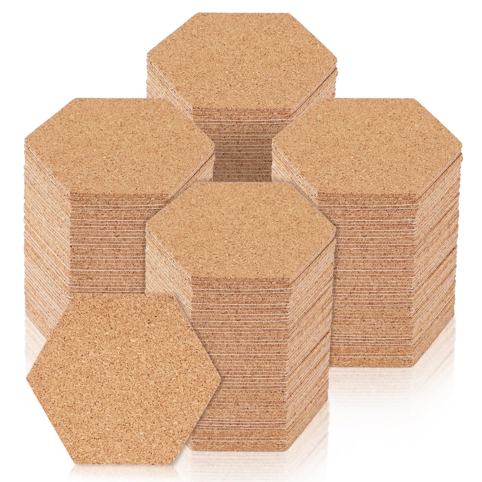 Korkuntersetzer, Untersetzer aus Holz, für Getränke, saugfähig, sechseckig, blanko, Tee- oder Kaffee-Untersetzer, 10,2 cm dicke Holzuntersetzer für Weingläser, Tassen, Heimbüro, 200 Stück