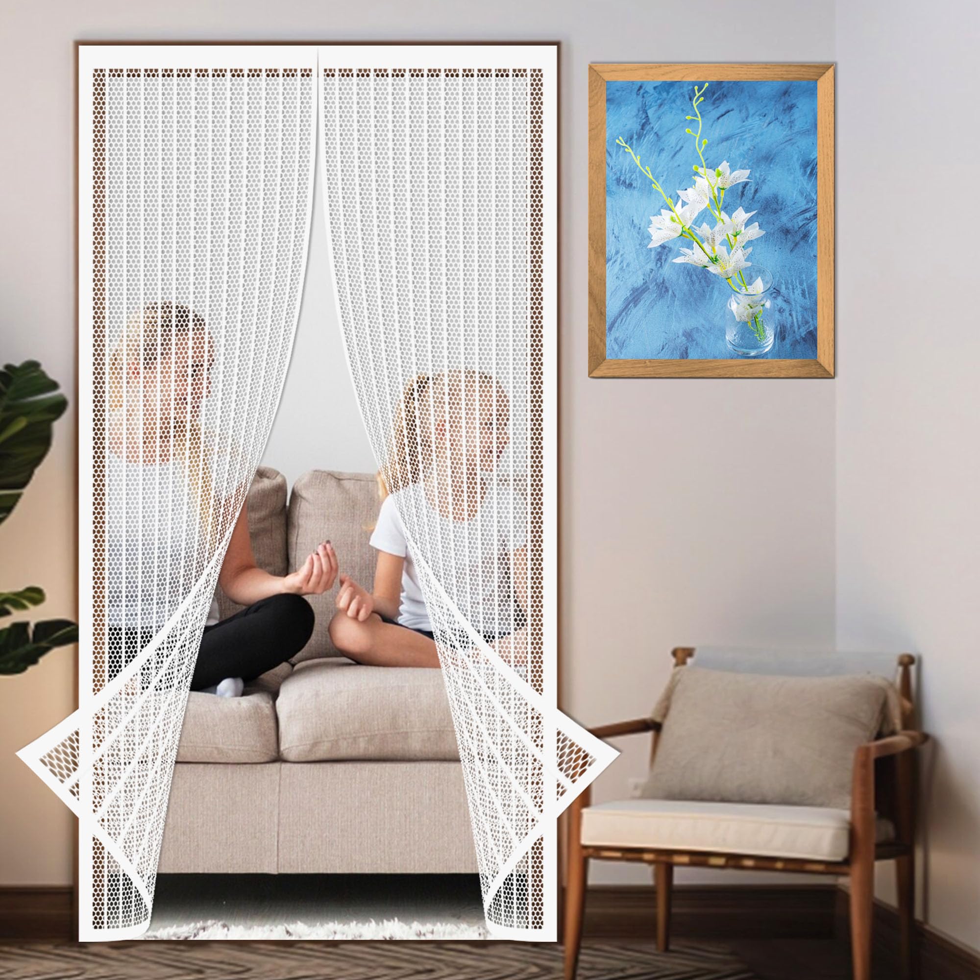 Moustiquaire magnétique blanche 106x242 cm pour porte de patio