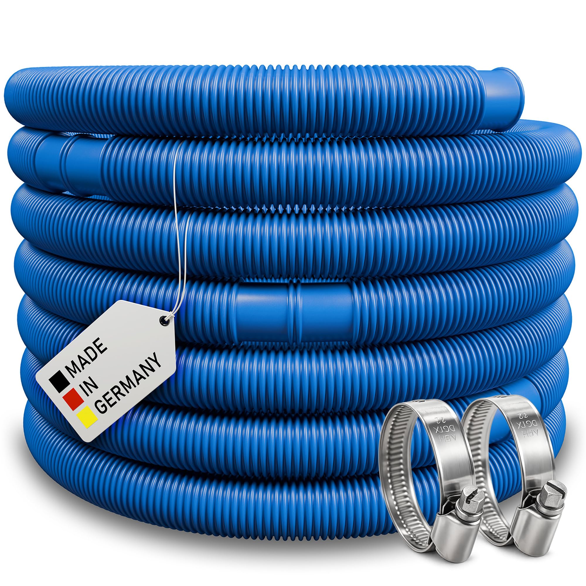 Poolschlauch | Schwimmbadschlauch inkl. 2x Schellen | Saugschlauch | Solarschlauch | Pumpenschlauch mit Muffen | Made in Germany