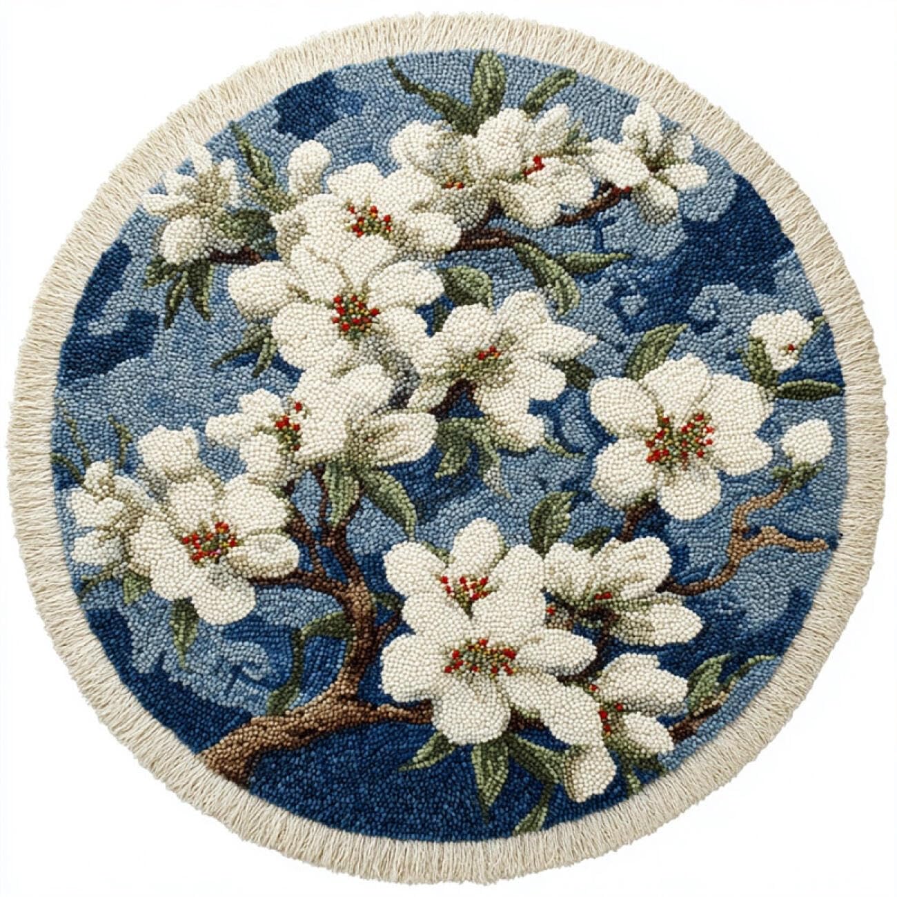 Kitquiver Latch Hook Carpet Kits White Flowering Tree 60x60cm