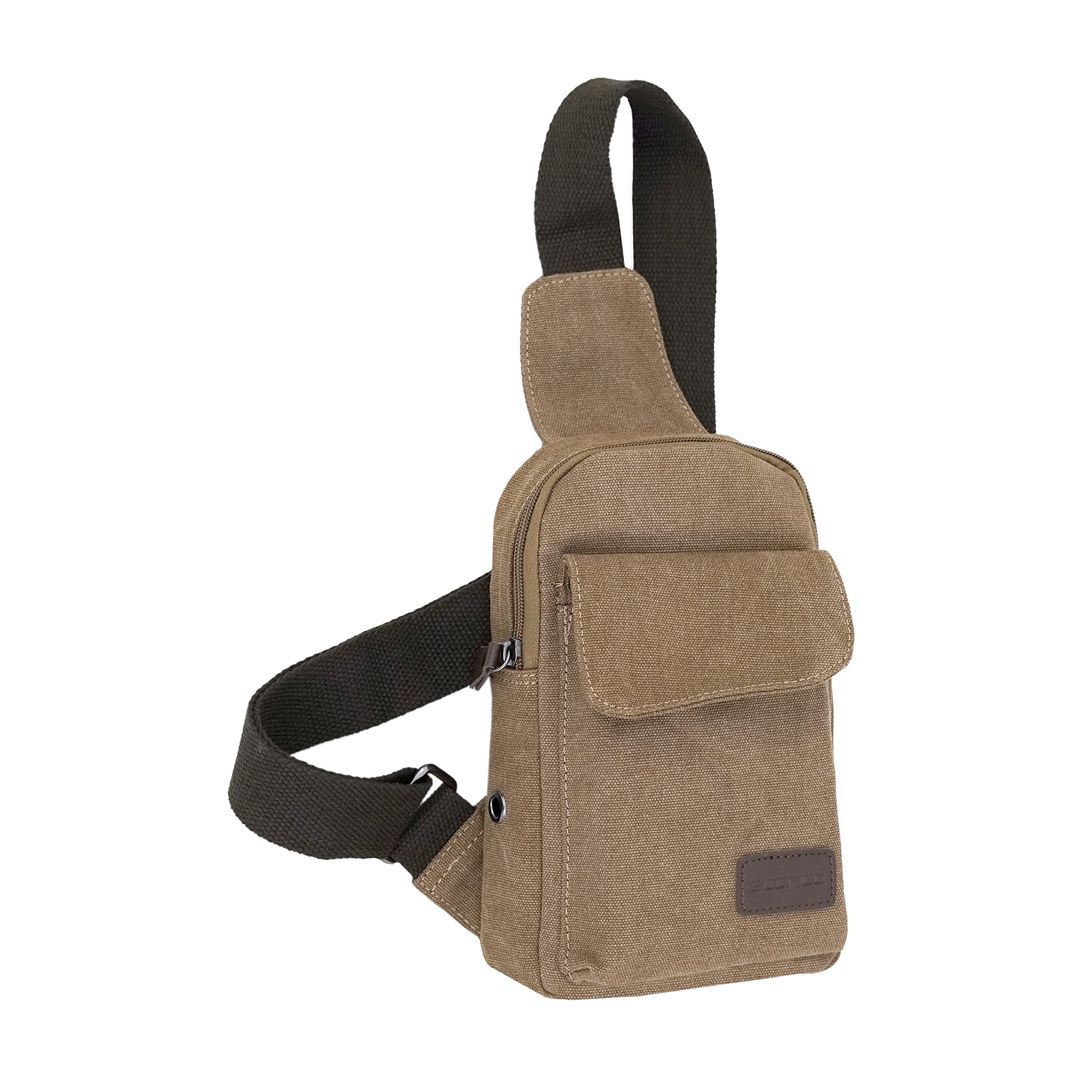 Canvas Crossbody Stylish Shoulder Bag, Lightweight One Strap Sling Bag for Men & Women (Brown - 23.50 x 14 x 5 Cm)