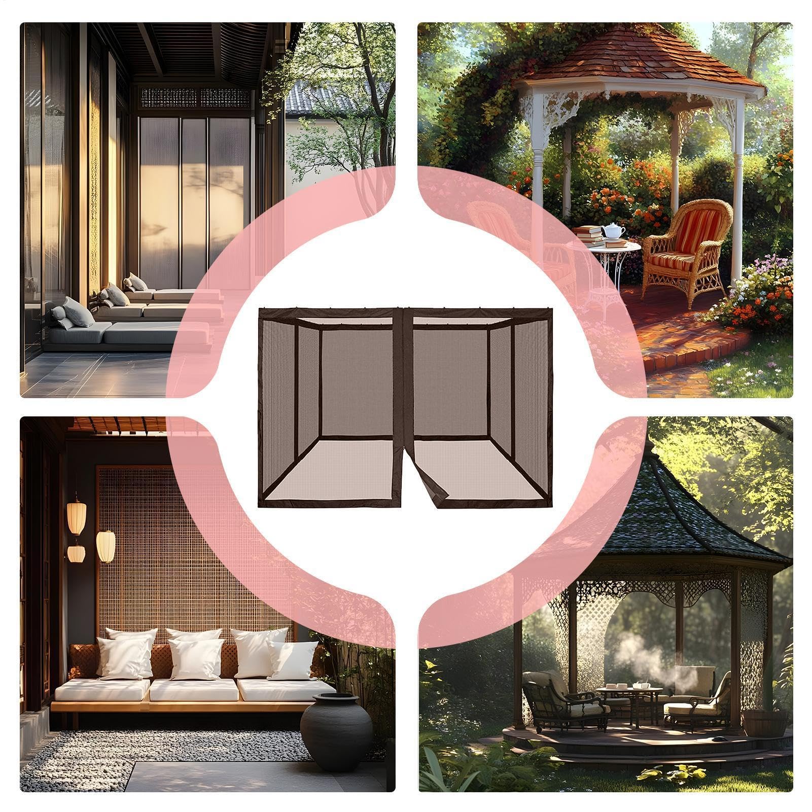 Zanzariera Patio Copertura 3,66 x 3,66 m Grande Pieghevole e Portatile | Rete da Patio per Esterni Per Uso Interno Ed Esterno In Casa, Camera Da , Giardino, Portico, Cortile E Viaggio