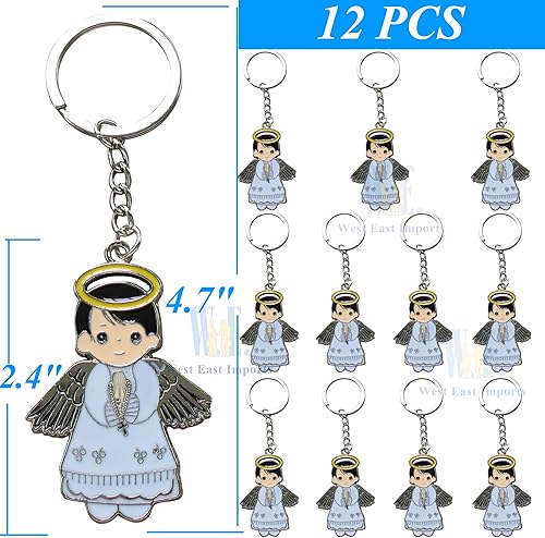 Miniatura 2 de Regalo personalizado de primera comunión (12 piezas) - Llavero de metal de metal blanco para bautizo, regalo de bautizo para invitados con