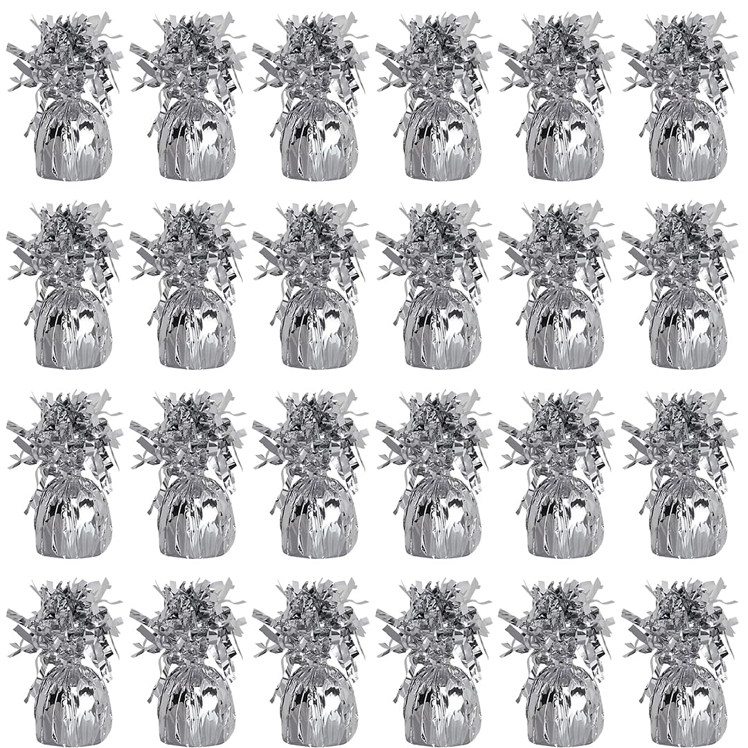 PARTYRAMA.CO.UK Silver Foil Helium Balloon Weights 175gr - Pack of 24 - Durable & Colourful Weights for Birthdays Parties, Events & Celebrations - Perfect Balloon Weight Holders โ image 1