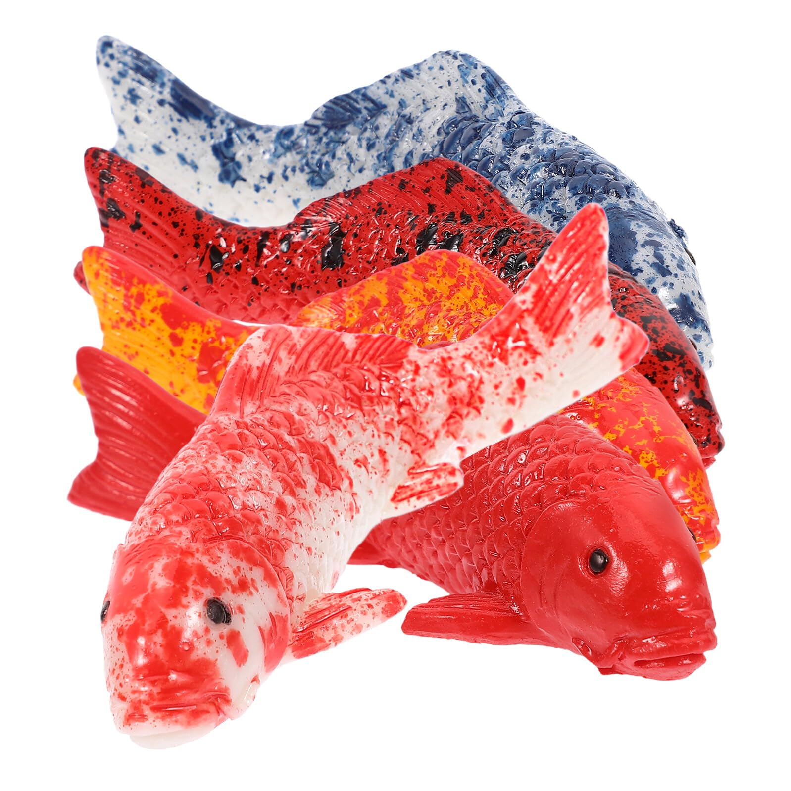 VALICLUD Lot de 5 Décorations Carpe Koi Réalistes en Résine, Grand Format Multicolore, Décor D’Aquarium Compact et Résistant, pour Aquarium, Terrarium et Bassin Décoratif