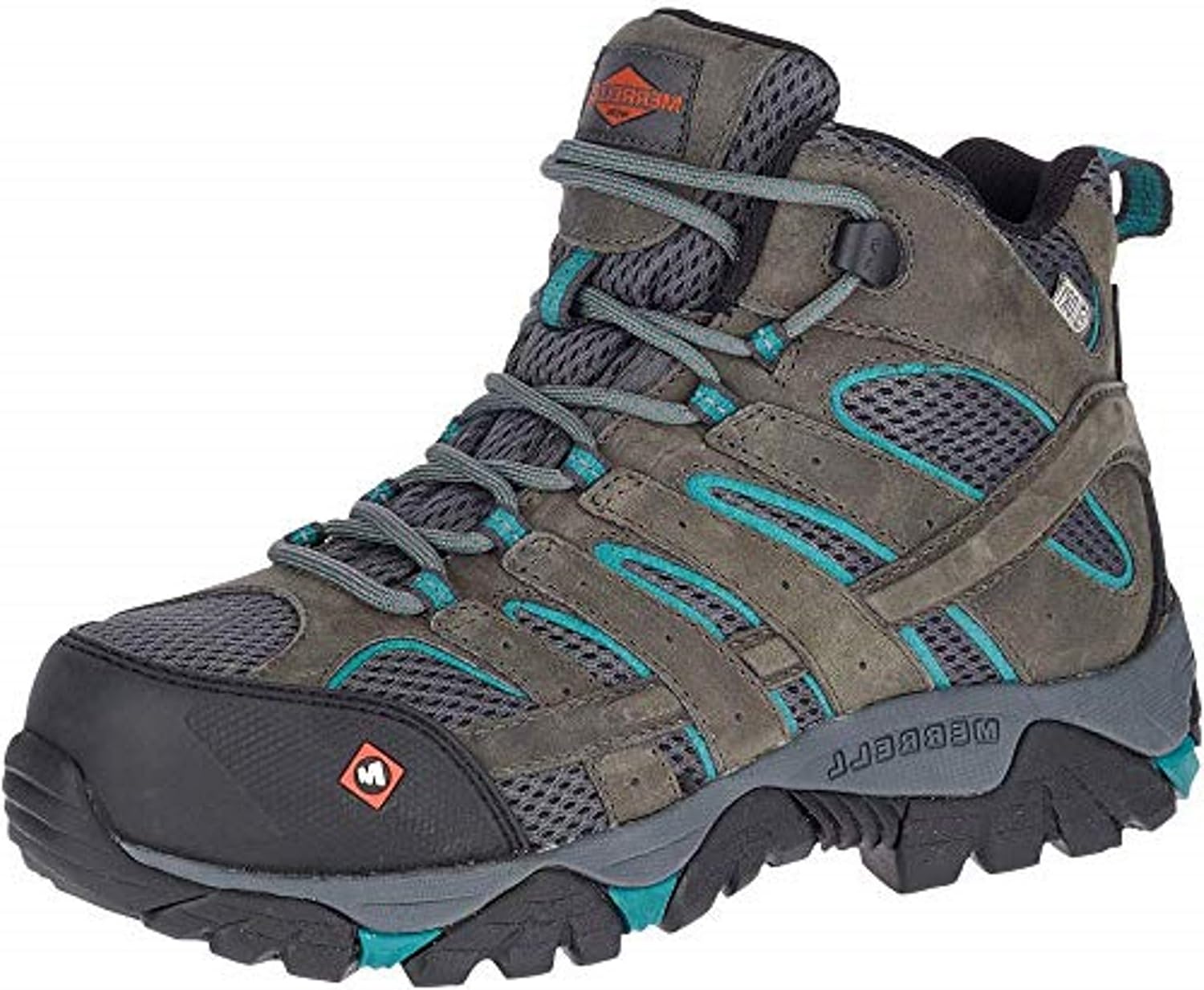 Merrell Women's Moab Vertex Mid Waterproof Composite Toe Construction Boot, Pewter, 8