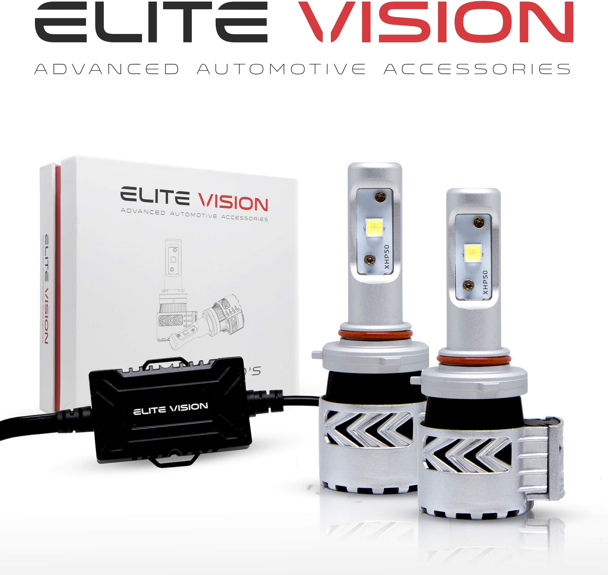 Elite Vision LED Kit 9006 HB4 Cree LED Chip Fitment For All Vehicles Low Beams, High Beams, Fog Lights 6000K 7600LM 60W Very Bright White Headlights Bulbs Easy Installation Plug and Play