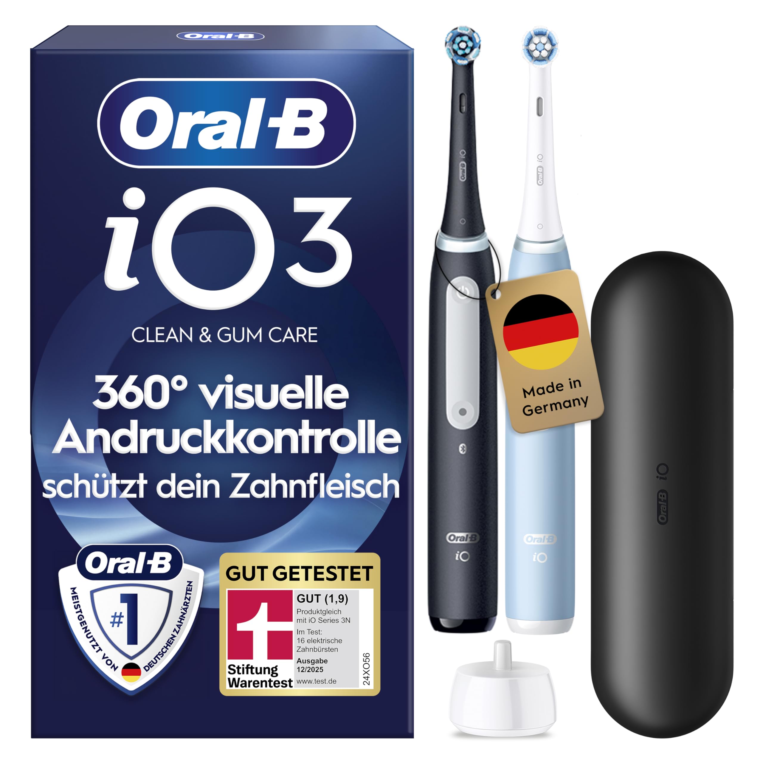 Oral-B iO Series 3 Elektrische Zahnbürste, Doppelpack, Schwarz/Blau