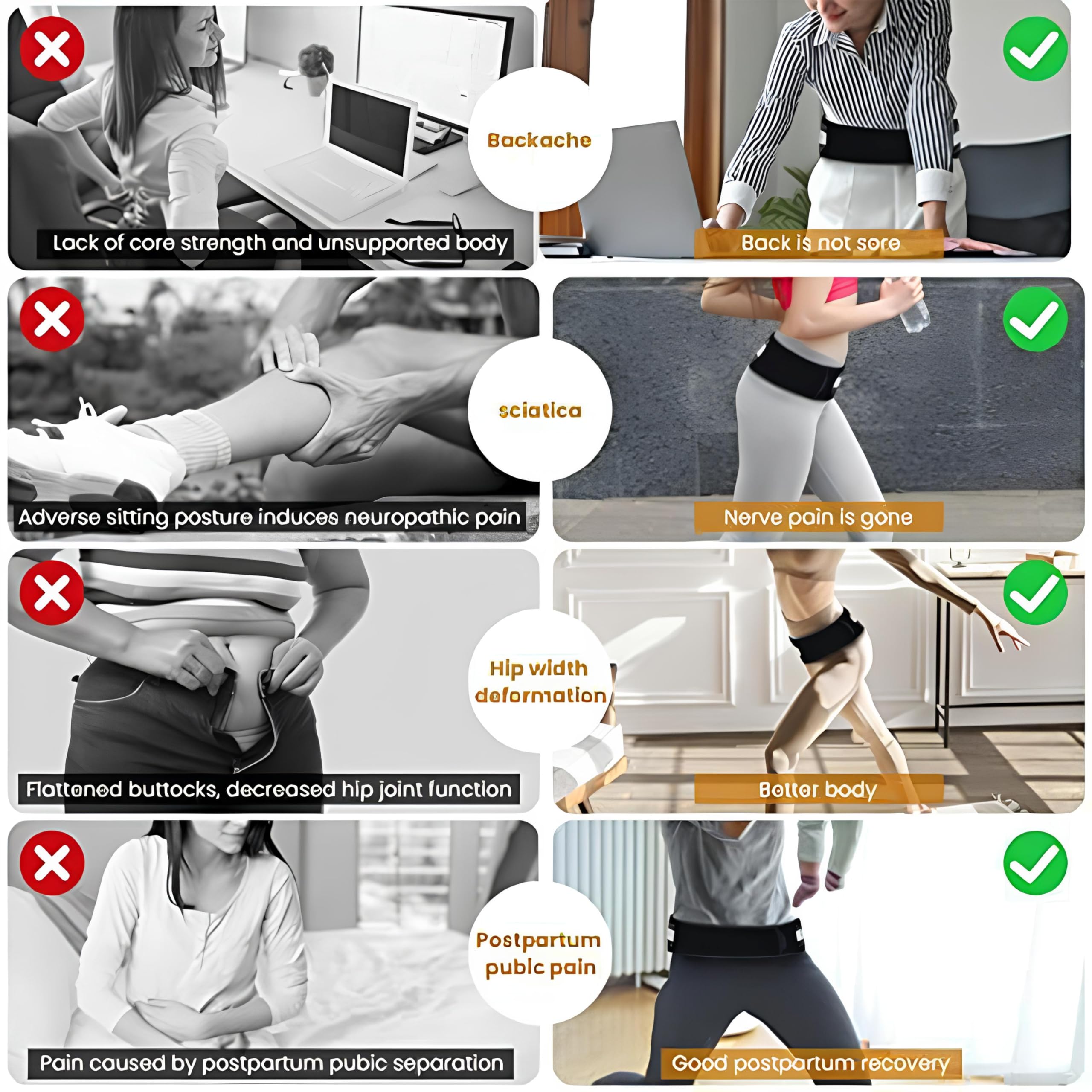Ceinture de Soutien Sacro-Iliaque Lombaire, Stabilise Hanche, Soulage Douleurs Sciatiques Pelvienne Dos Grossesse
