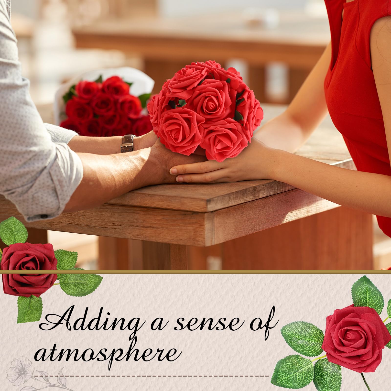 Sherr 250 Pcs Artificial Rose Flowers Bulk Foam Fake Roses with Stem Faux Roses Bridal Flower Centerpieces for Wedding Christmas Valentine Party DIY Bouquet Arrangement Garland Home Decor (Burgundy)