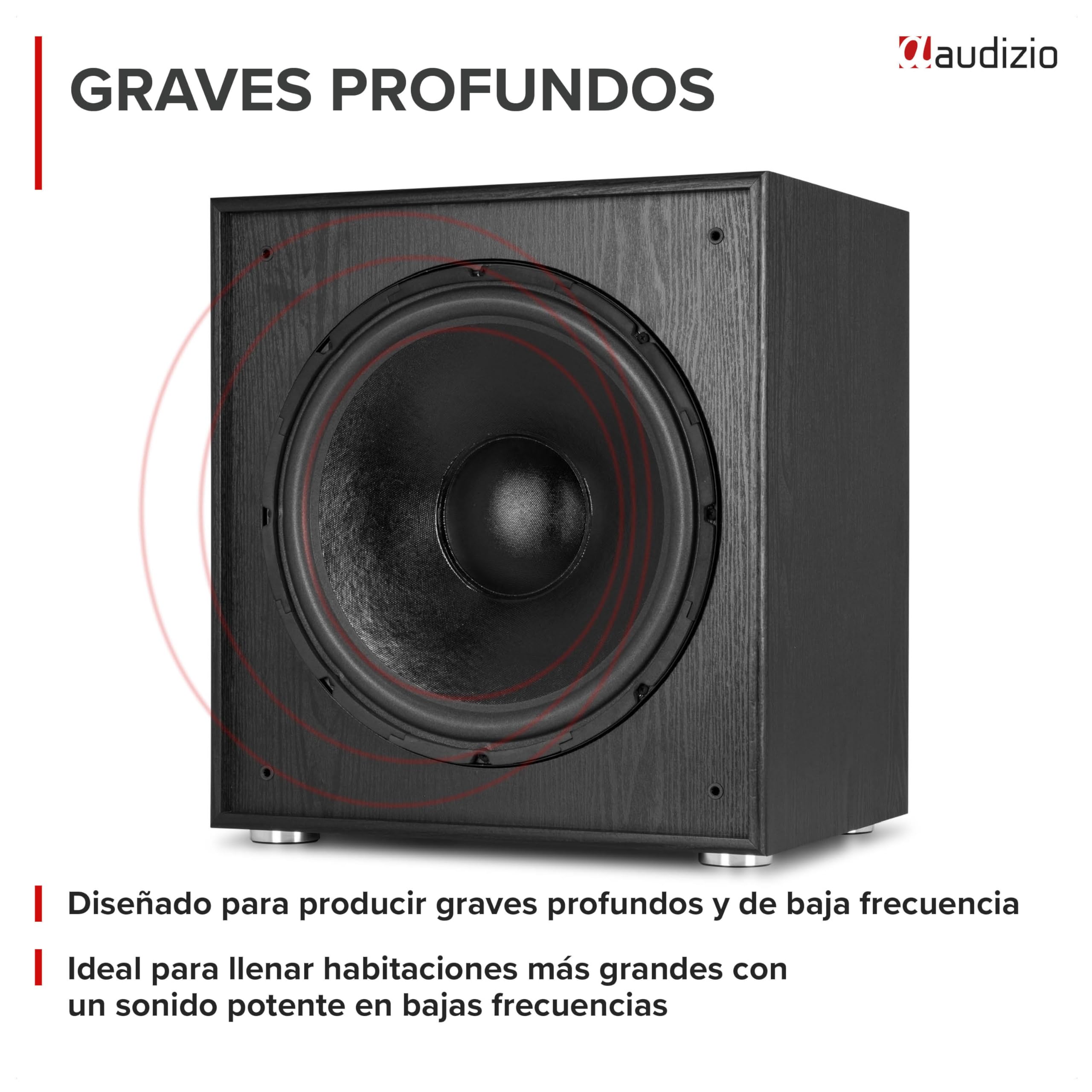 Audizio SHFS15B – Subwoofer Activo de 15 Pulgadas para Home Cinema con Amplificador Clase D, 500W, Graves Profundos, Crossover Ajustable, Bass Reflex conexión RCA y bornas, Color Negro
