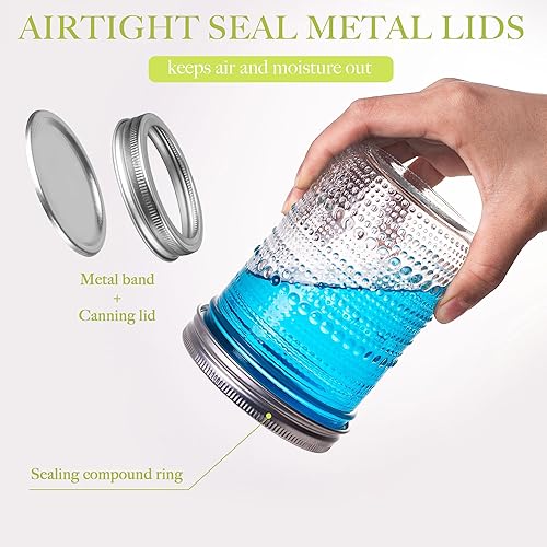 Miniatura 5 de Tarros Mason de 16 onzas con tapas, paquete de 6, tarros de vidrio de boca ancha vintage para conservas, fermentación, almacenamiento, conservas,