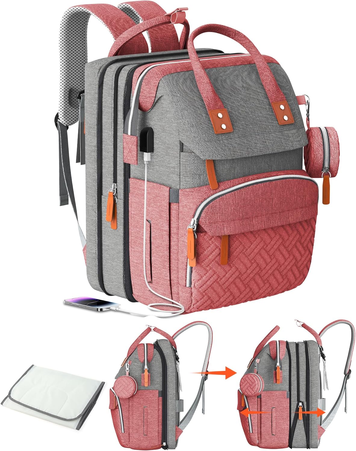 Extra Large Diaper Bag Backpack, Expandable Diaper Bag, Twin Diaper Bag Extra Large Diaper Bag Backpack, Expandable Diaper Bag, Twin Diaper Bag