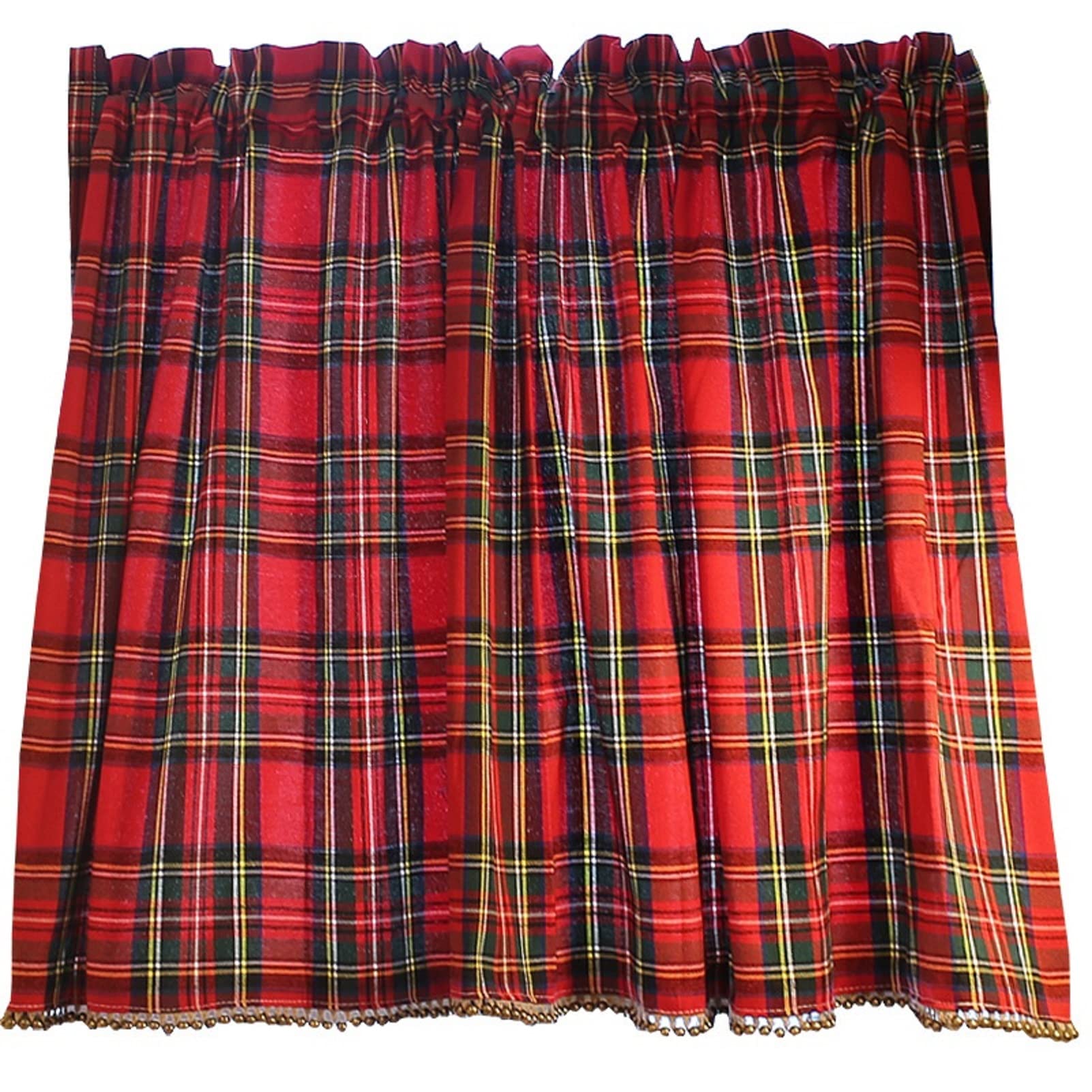 Scheibengardine Kariert Gingham Küchenvorhänge Bistrogardinen landhausstil Kurzstore Küche Rot BxH 135X140CM