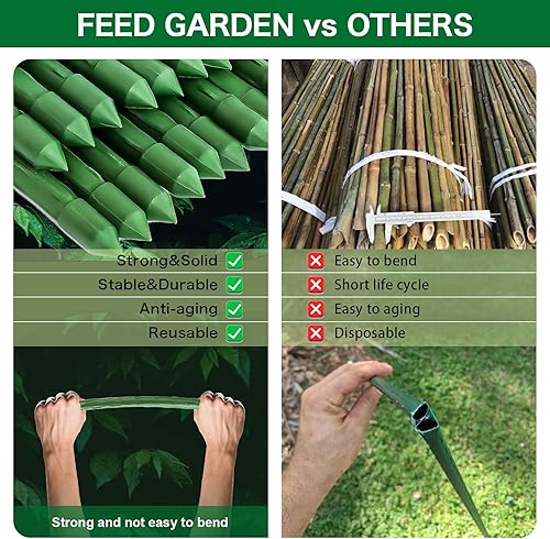 Miniatura 9 de FEED GARDEN Estacas de jardín de 30 pulgadas, 2.5 pies, paquete de 25 unidades, soporte resistente de varillas de metal para plantas, estacas de