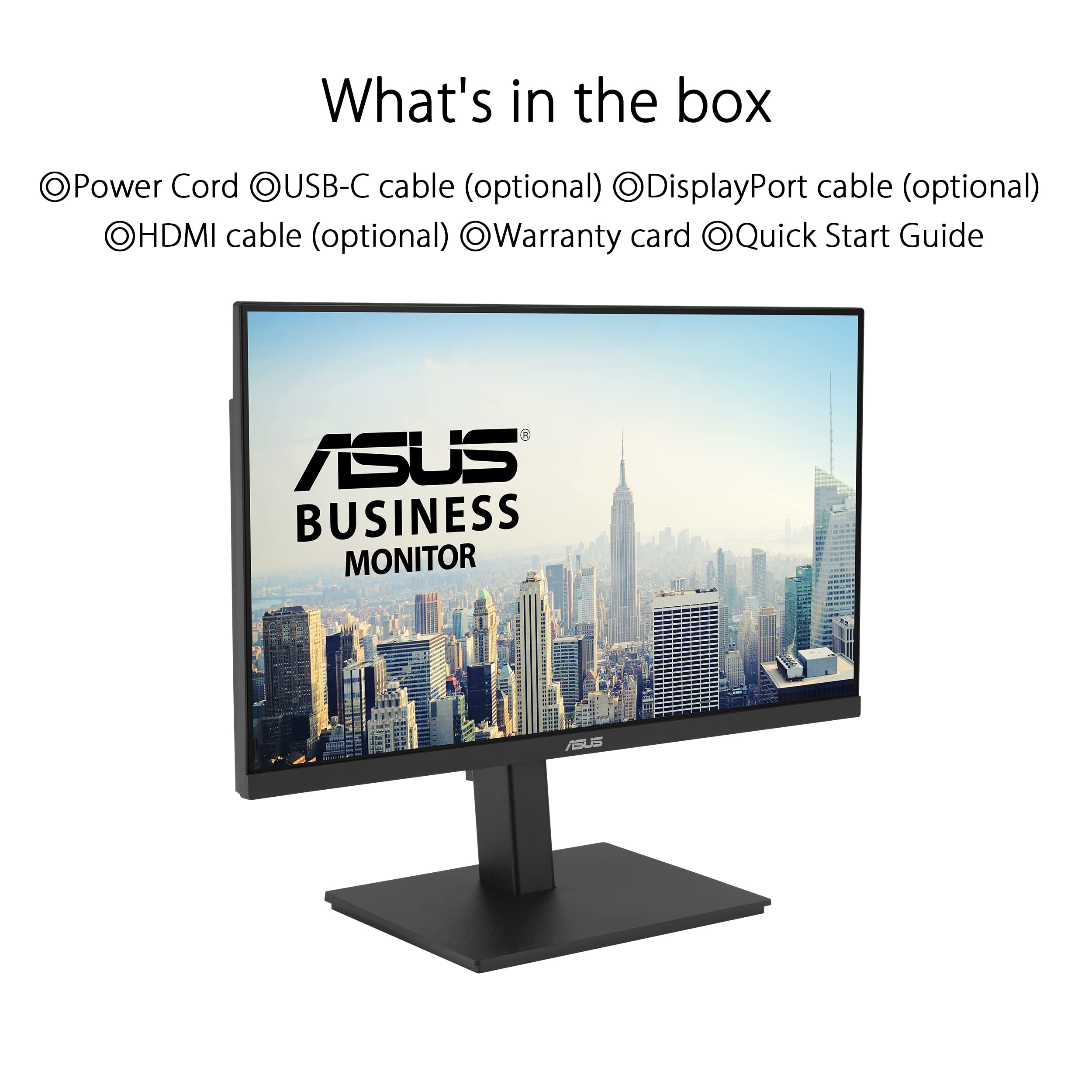 ASUS VA24ECPSN - Ecran PC 23,8'' FHD Docking avec RJ-45 + USB-C 65W - Dalle IPS - 16:9-5ms - 75Hz - 1920x1080-300cd/m² - 5ms - Display Port + HDMI + 3X USB-A - Ajustement Hauteur et Pivot