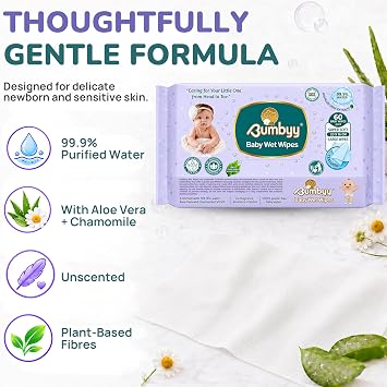 Sensitive Biodegradable Baby Wet Wipes 60 Count (Pack of 4)