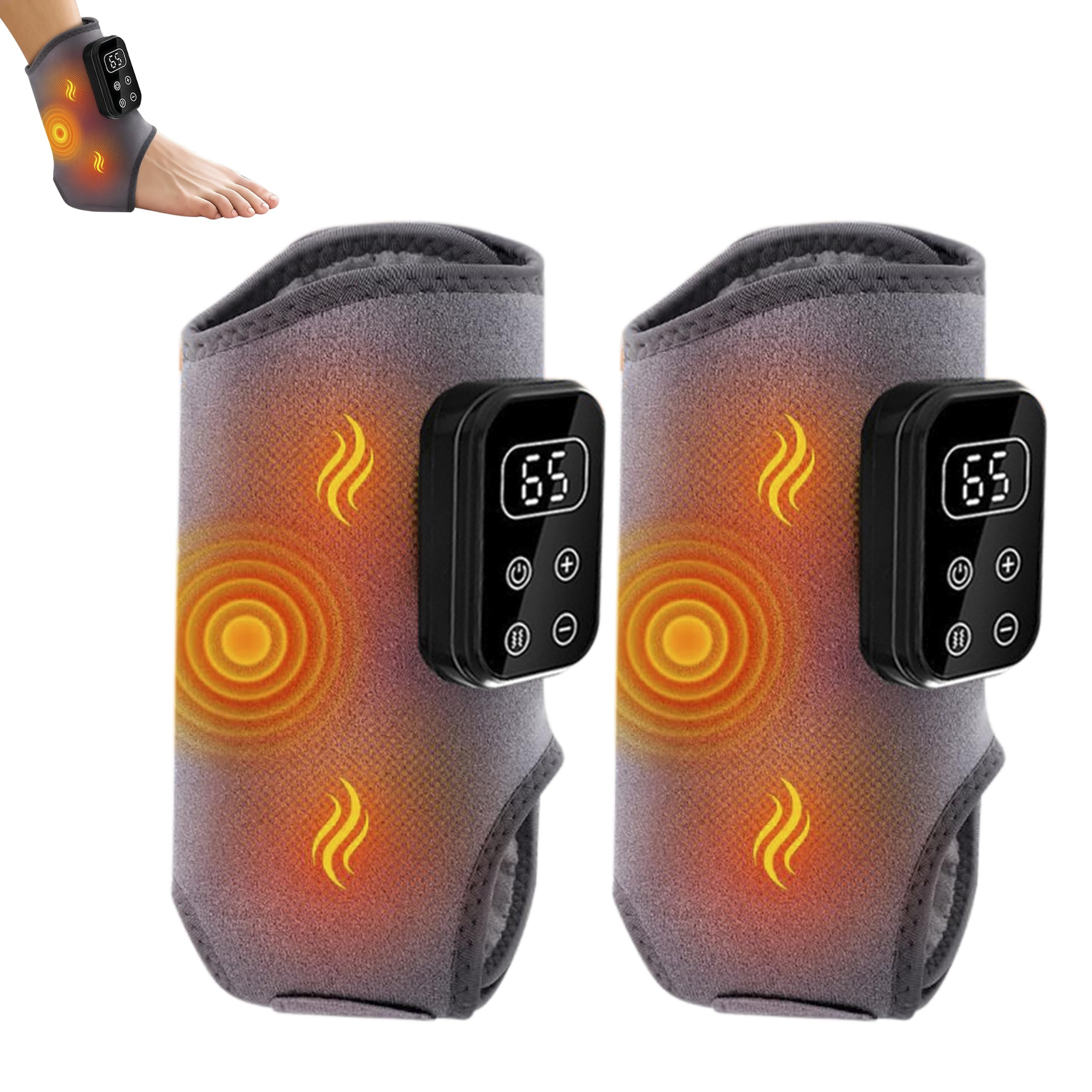 Fussmassagegerät, 3-in-1 Triple Therapy Foot Massager mit 2000mAh Akku, kabelloses elektrisches Fußmassagegerät für Schmerzlinderung & Durchblutung (2 Stück)