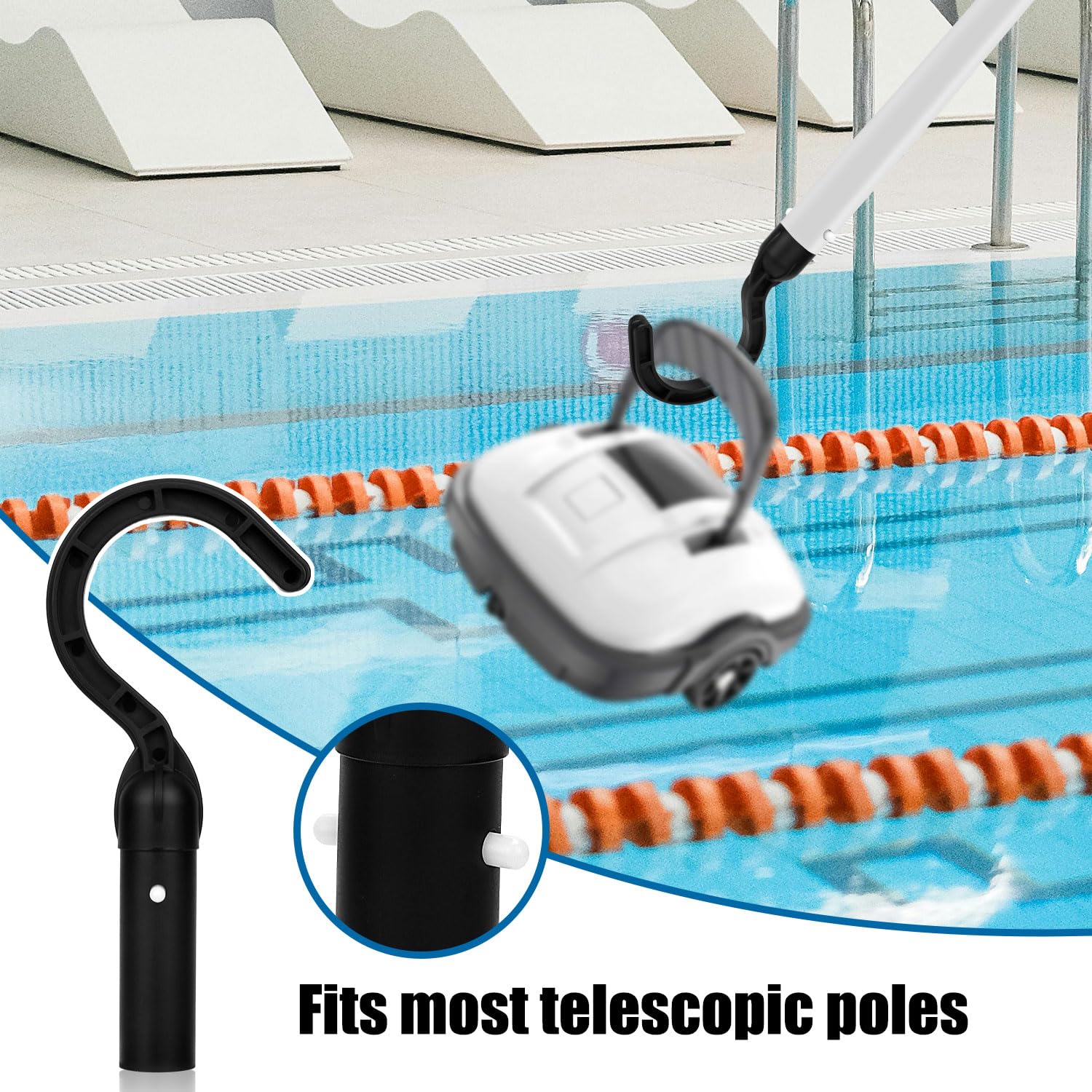 Keyrank Gancio Per Robot Pulitori Piscina – Accessorio Universale Per Recupero Aspirapolvere Automatico, Si Attacca A Pali Telescopici, ABS E PC, 20,6 Cm, Senza Bagnarsi - 2