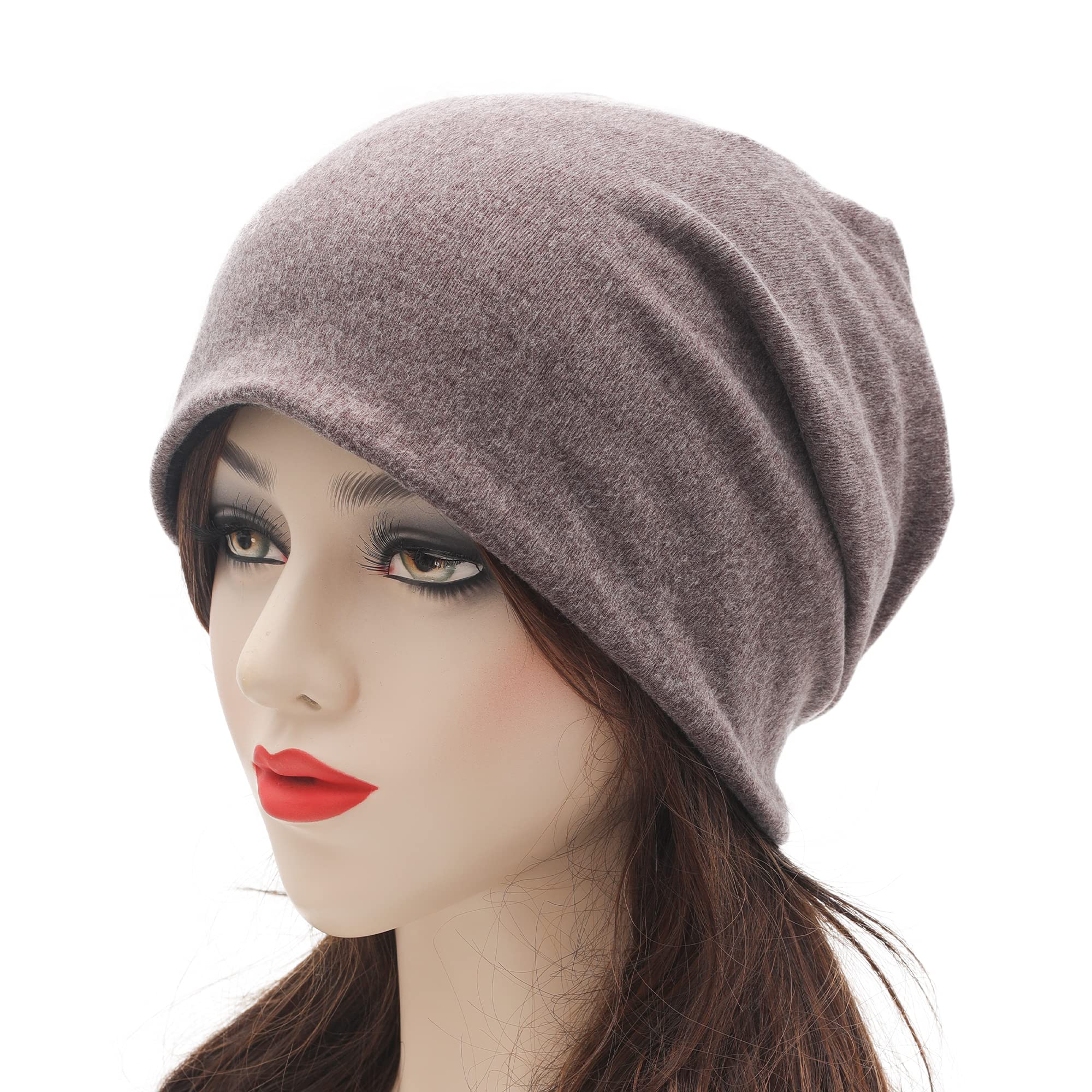 ZLYC Winter Slouchy Beanie Hats for Women Men Soft Warm Reversible Ski Skull Cap (Solid Coffee Black)