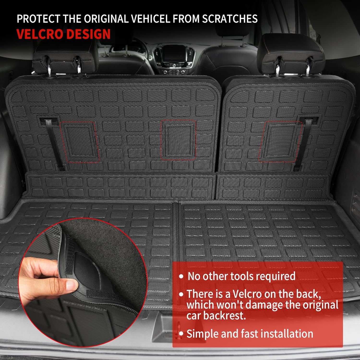 Cargo Mat Compatible with 2018-2023 (Fit 2024 Traverse Limited) Chevrolet Traverse Cargo Liner Trunk Liner Back Seat Cover Protector 2023 Chevy Traverse Accessories (Trunk Mat+Backrest Mats) - Image 4