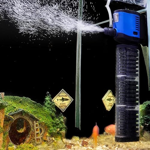 Hypool Filtro de acuario para 35-75 galones, filtros sumergibles de bomba de recipiente de 260 GPH para limpiar tanque de tortugas de peces, bañera