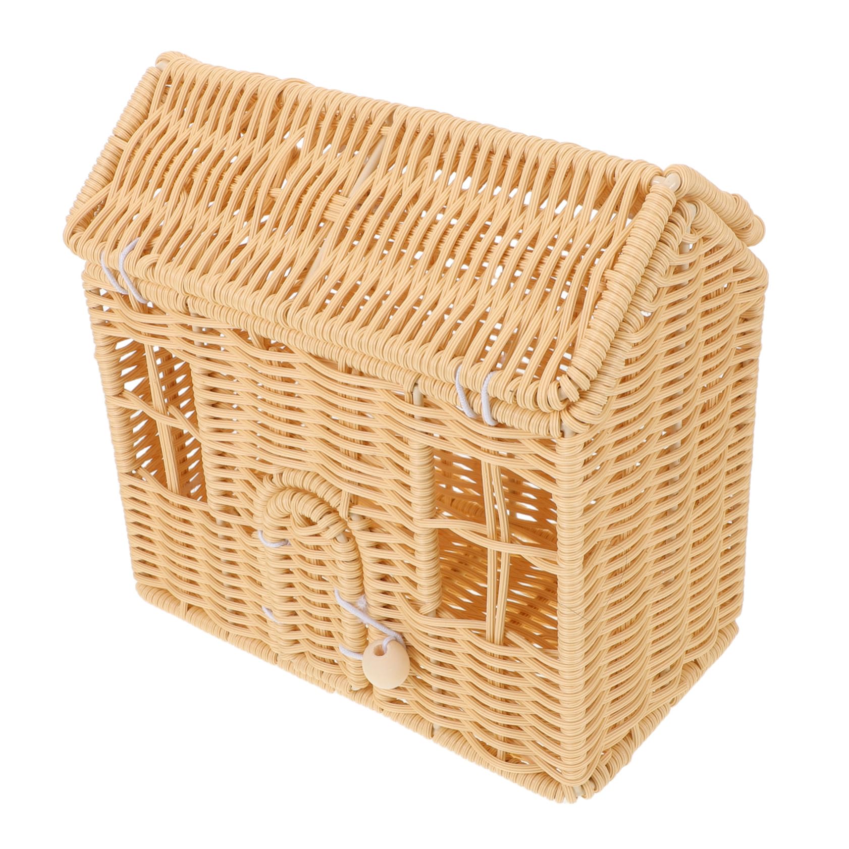 MAGICLULU Cesta de Dulces Navideña Tejida Mano Cesta de Ratán Sintético con Asa para Dulces y Regalos para Bodas Showers y Decoración Festiva