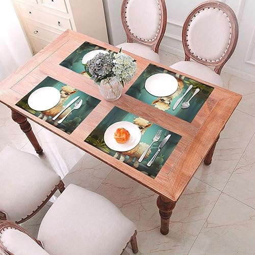 Miniatura 4 de 6 PCS PVC Placemats Set Place Mats Alpaca on Dark Background Non-Slip Weave Place Mats 12" x 18" Farmhouse Table Mat Set for Family Dinners Wedding