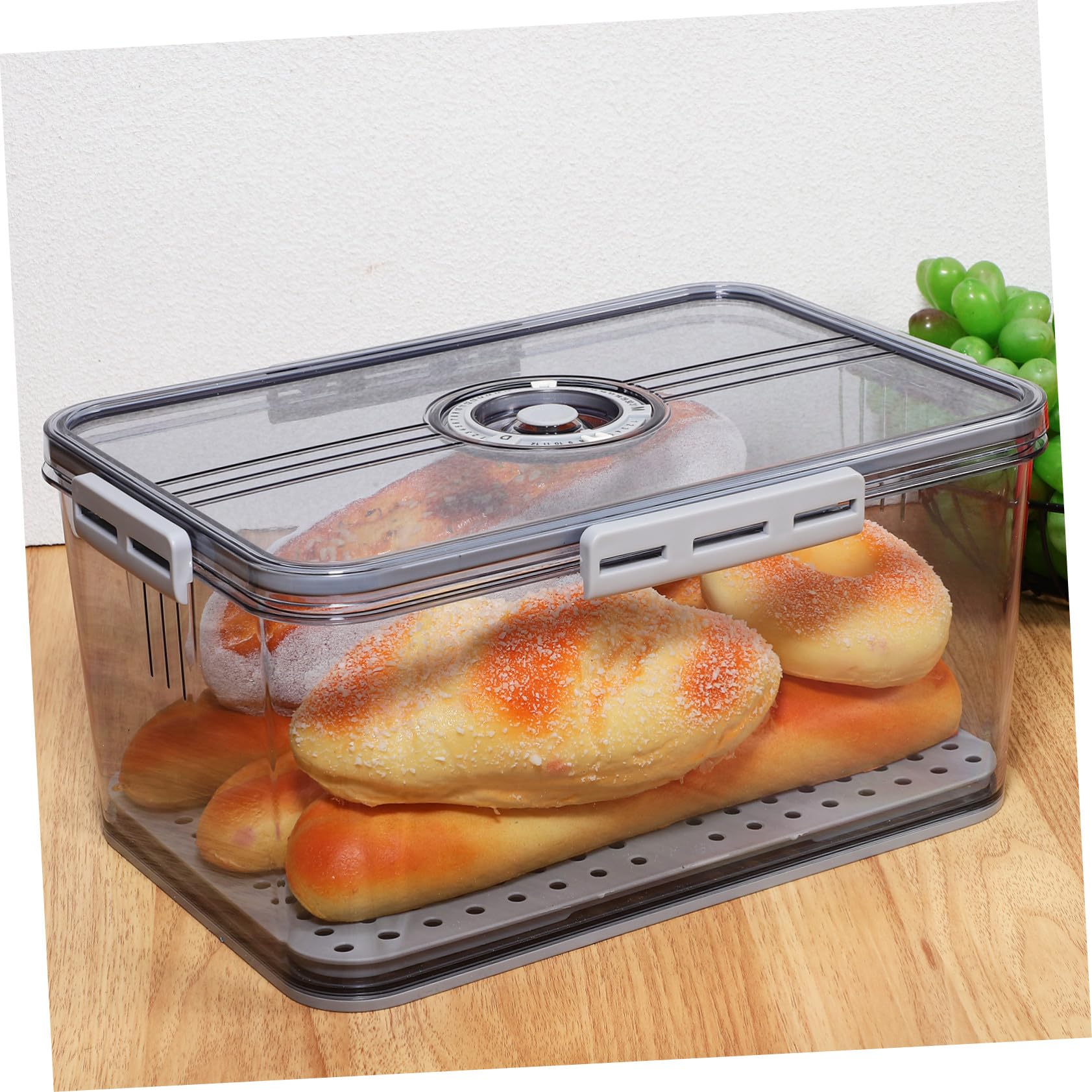 VICASKY Contenitore Alimentare Trasparente con Timer e Chiusura Ermetica Lati Scatola per Frutta e da Cucina Organizer per Frigorifero per Conservazione Freschezza Prolungata