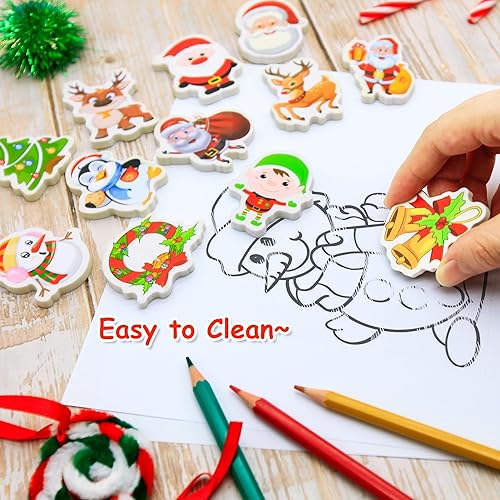 Miniatura 3 de Borradores de Navidad para niños, paquete de 24 gomas de borrar grandes con temática navideña, juguetes de regalo para premios de aula, recompensas