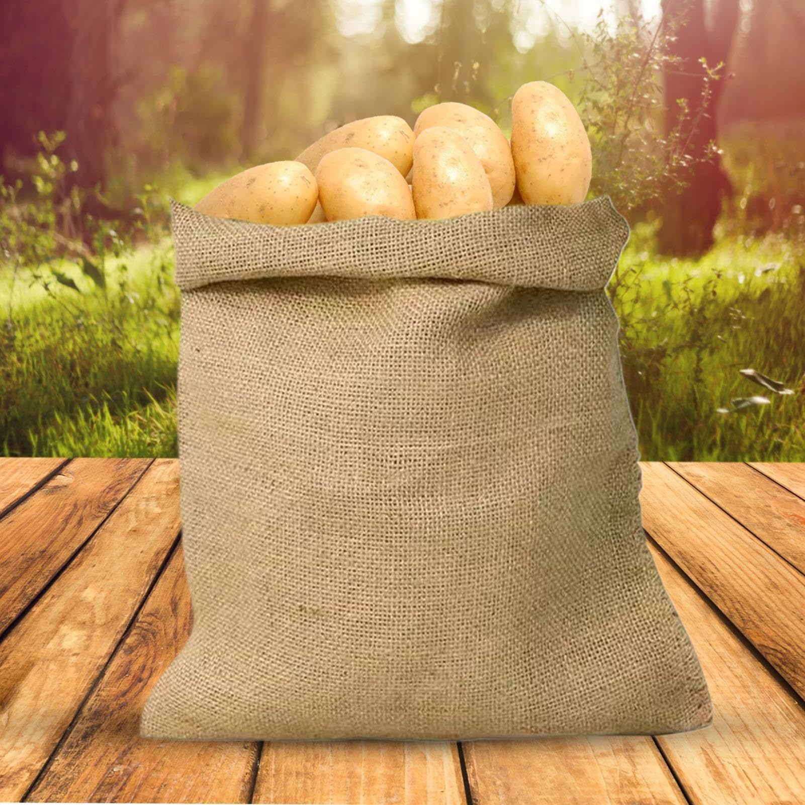 Sacs en toile de jute – Grand organisateur réutilisable pour le jardinage, le stockage et la plantation – 40 x 60 cm, idéal pour la terre, le sable, les fruits et les légumes dans le garage, la