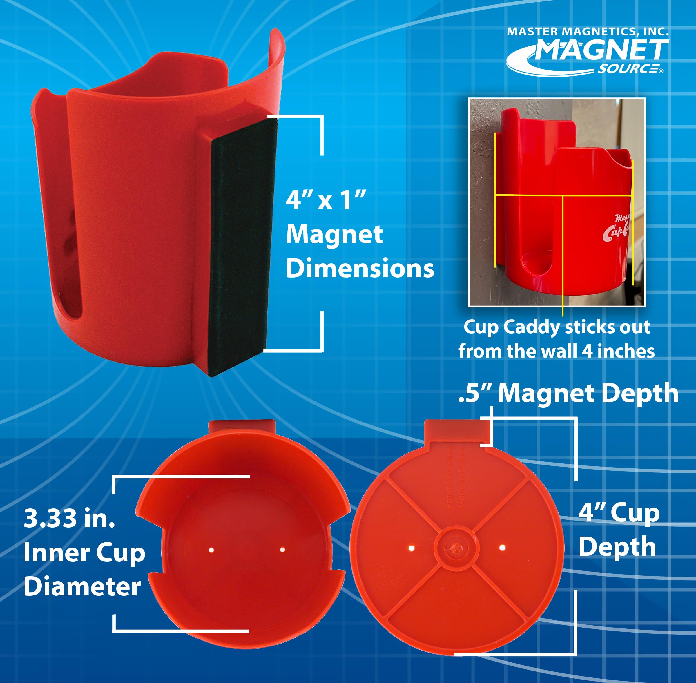 Portavasos magnético – Carrito para botellas, vasos y latas – Se adapta a refrigerador, cortadora de césped, carretilla elevadora, carrito o escalera – Imán resistente 2