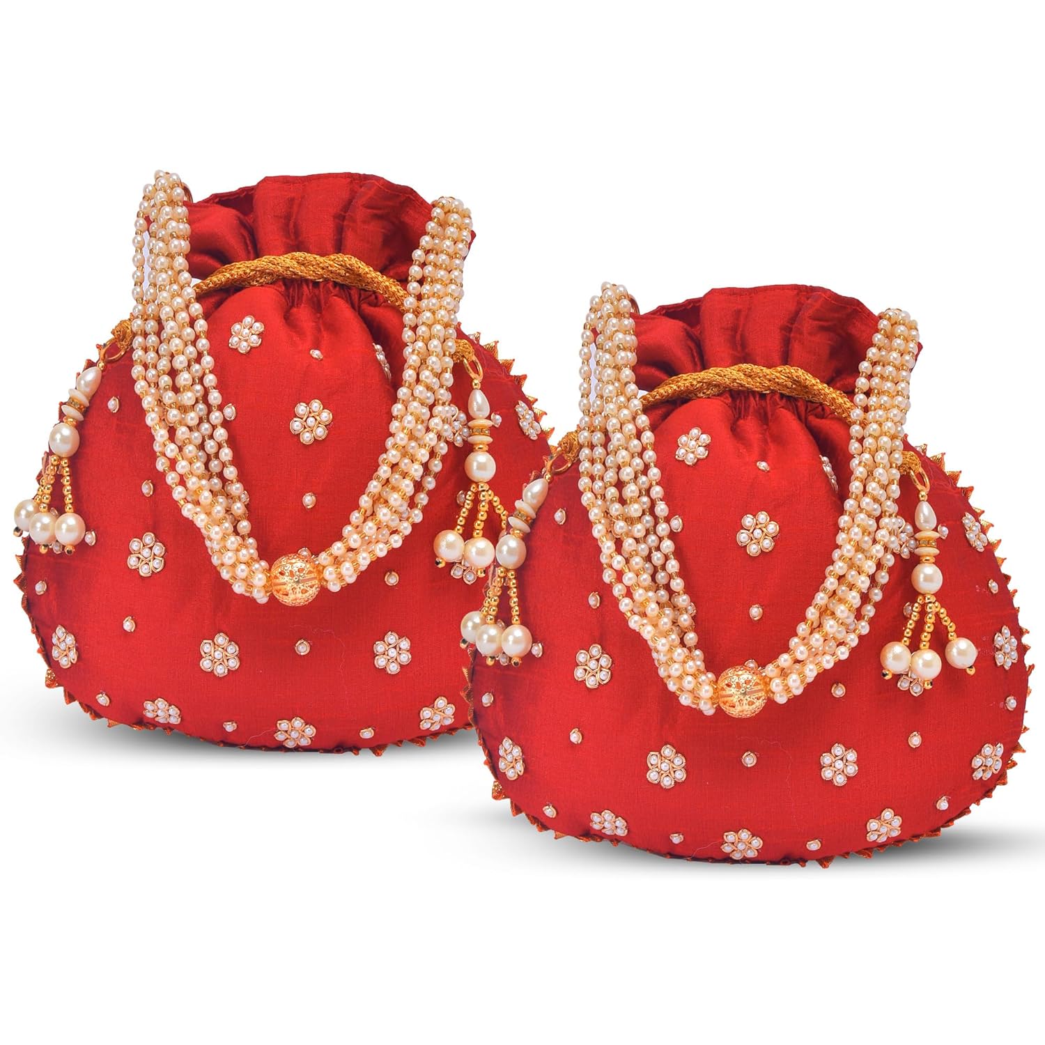 Kuber Industries Pack of 2 Potli Bags for Women and Girls | Women Shagun pouch for festive season | Batwa Bag Bridal Purse with Pearl Design – Pink Kuber Industries Pack of 2 Potli Bags for Women and Girls | Women Shagun pouch for festive season | Batwa Bag Bridal Purse with Pearl Design – Pink