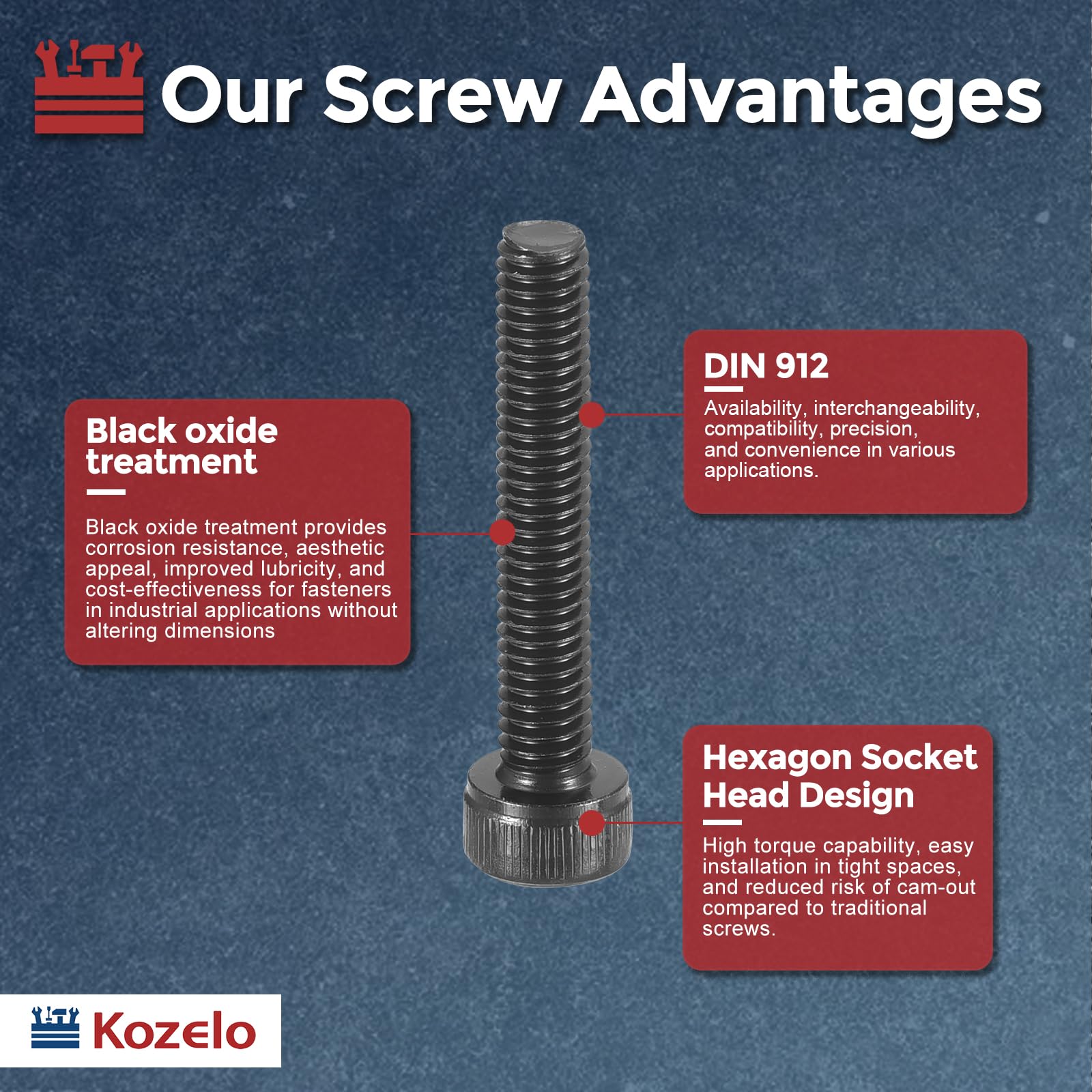 Kozelo 100pcs Socket Head Cap Screws - Image 3