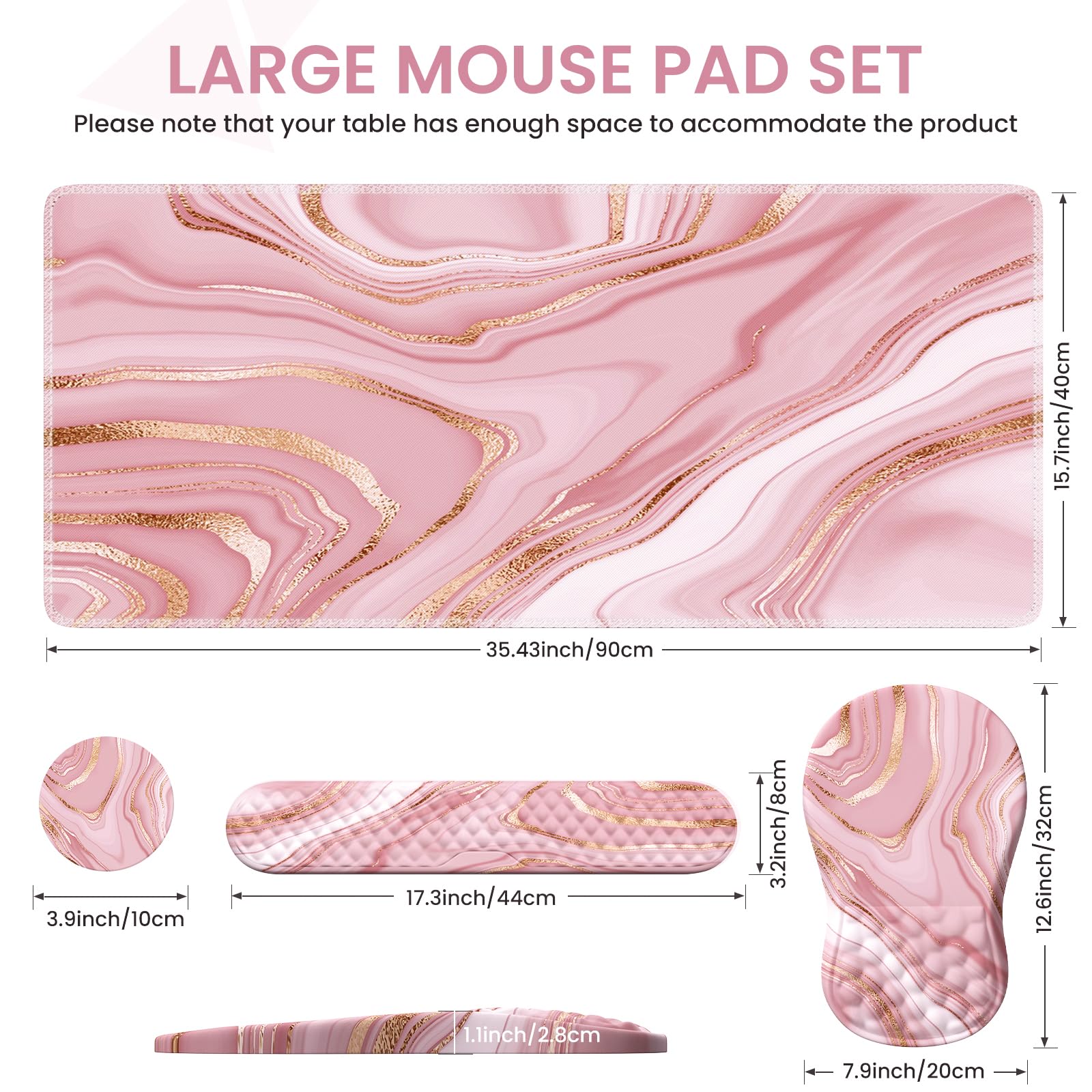 Anyshock Mouse Pad Wrist Support, Desk Mat And Keyboard Wrist Rest, Desk Pad Large (35.4u00d715.7