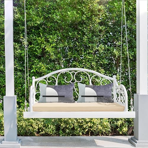 Miniatura 9 de Aoodor Cojín de banco para patio al aire libre, funda de tela de olefina, espuma de esponja, color beige