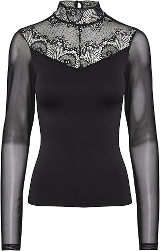 PIECES Mujer Pcnaya LS Top, Negro, Small/Medium