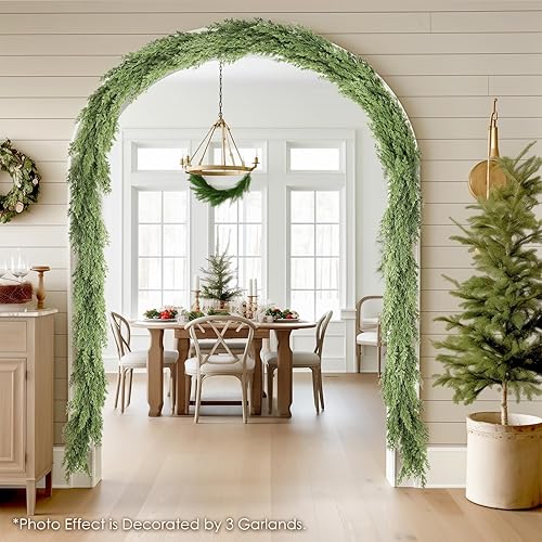 Miniatura 13 de WBHome 2 guirnaldas de Navidad preiluminadas de 9 pies/106 pulgadas con 50 luces LED para decoración navideña, funciona