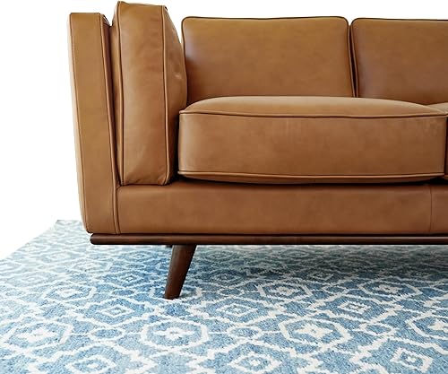 Miniatura 6 de Ashcroft Furniture Co Augusta - Sofá de cuero genuino con respaldo de cojín para sala de estar, estilo moderno, color marrón