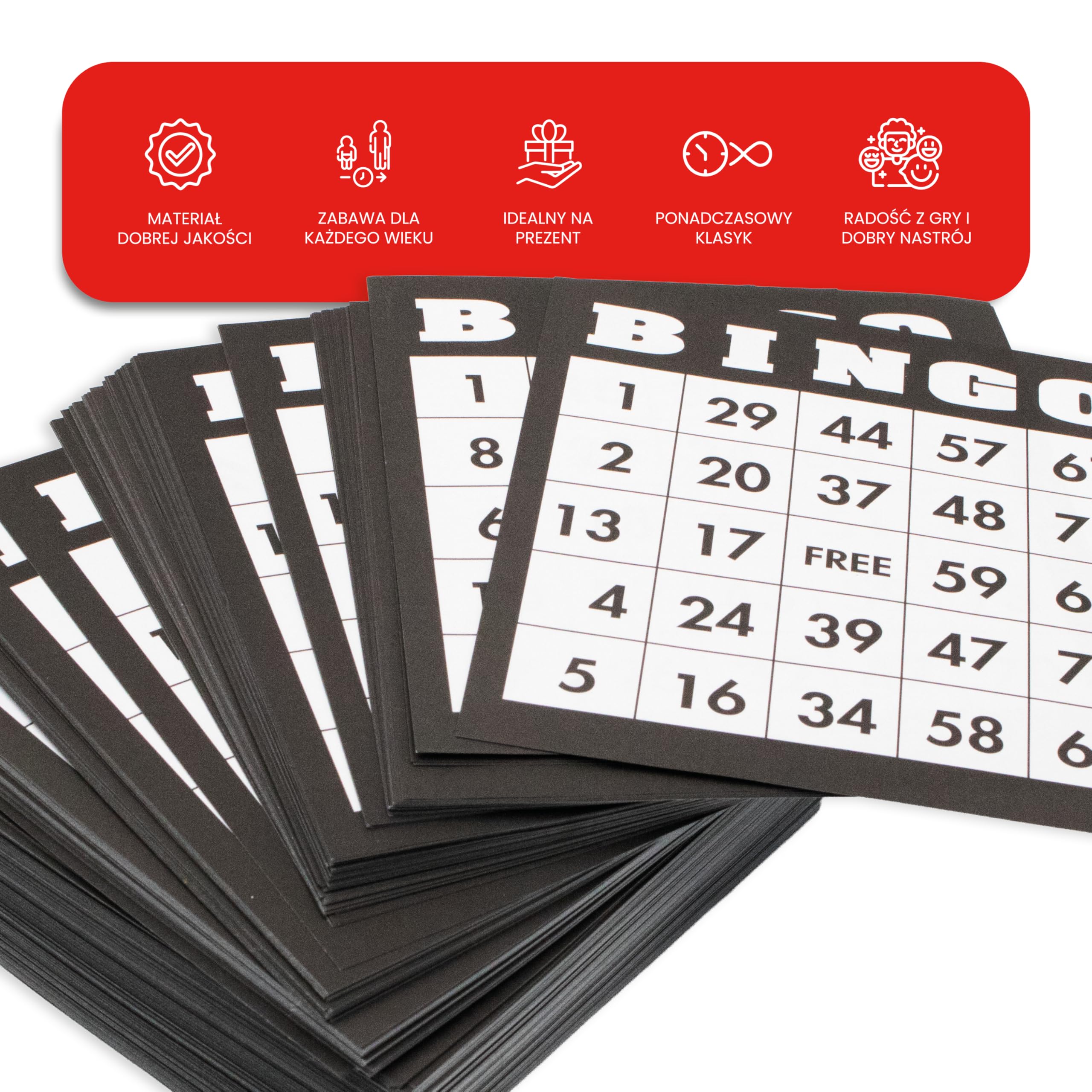 Kyto Zestaw kart bingo 500 sztuk - 500 różnych kart duży zestaw z papieru, dodatkowe karty do tradycyjnej gry, zabawy z przyjaciółmi, rodziną i dziećmi