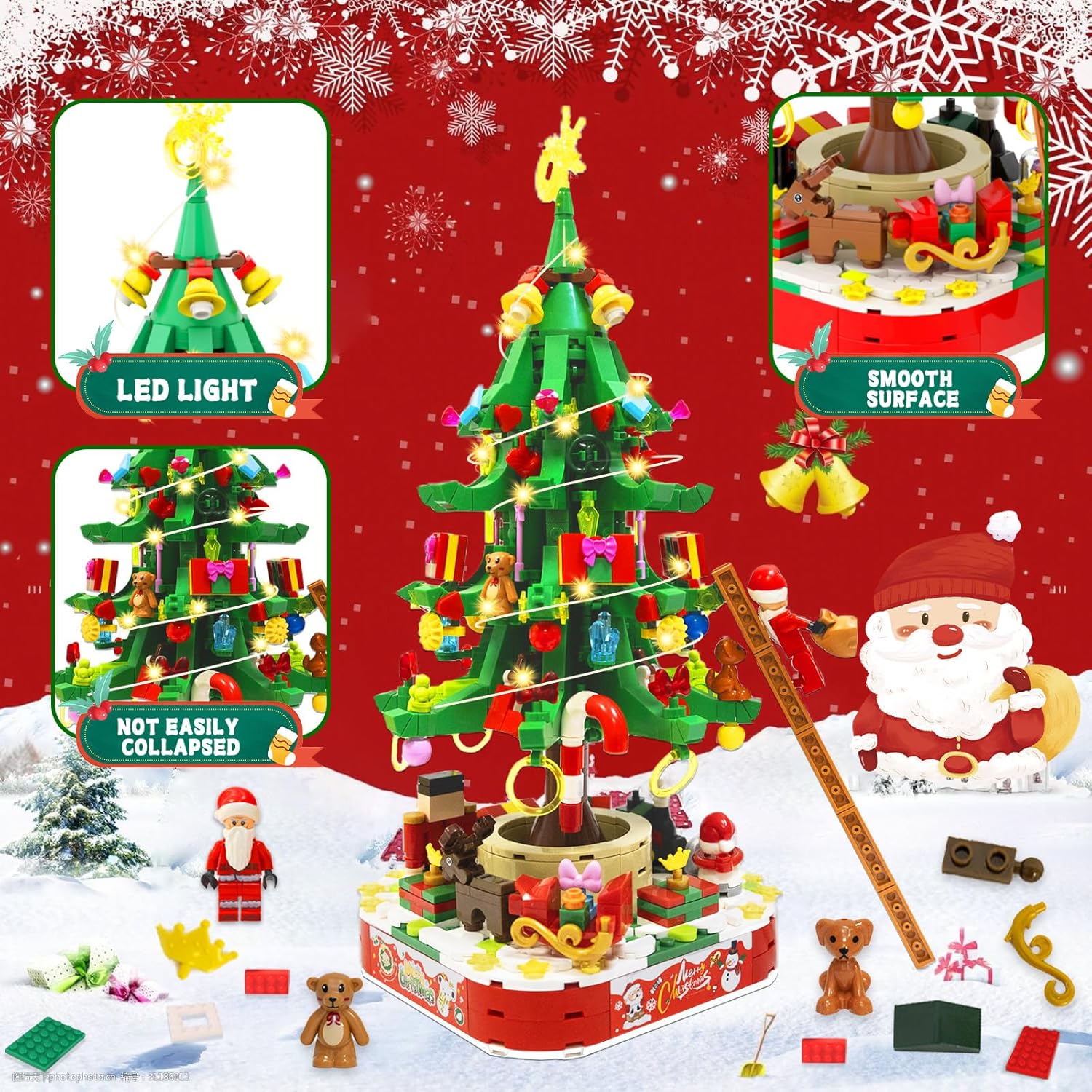 Christmas Advent Calendar 2025, 2025 Christmas Tree Building Blocks, 24 Days 950 Pieces Christmas Countdown Calendar Set for Family Adults Teen